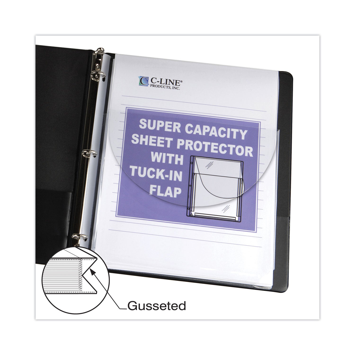 C-Line® Super Capacity Sheet Protectors With Tuck-In Flap, 200", Letter Size, 10/pack