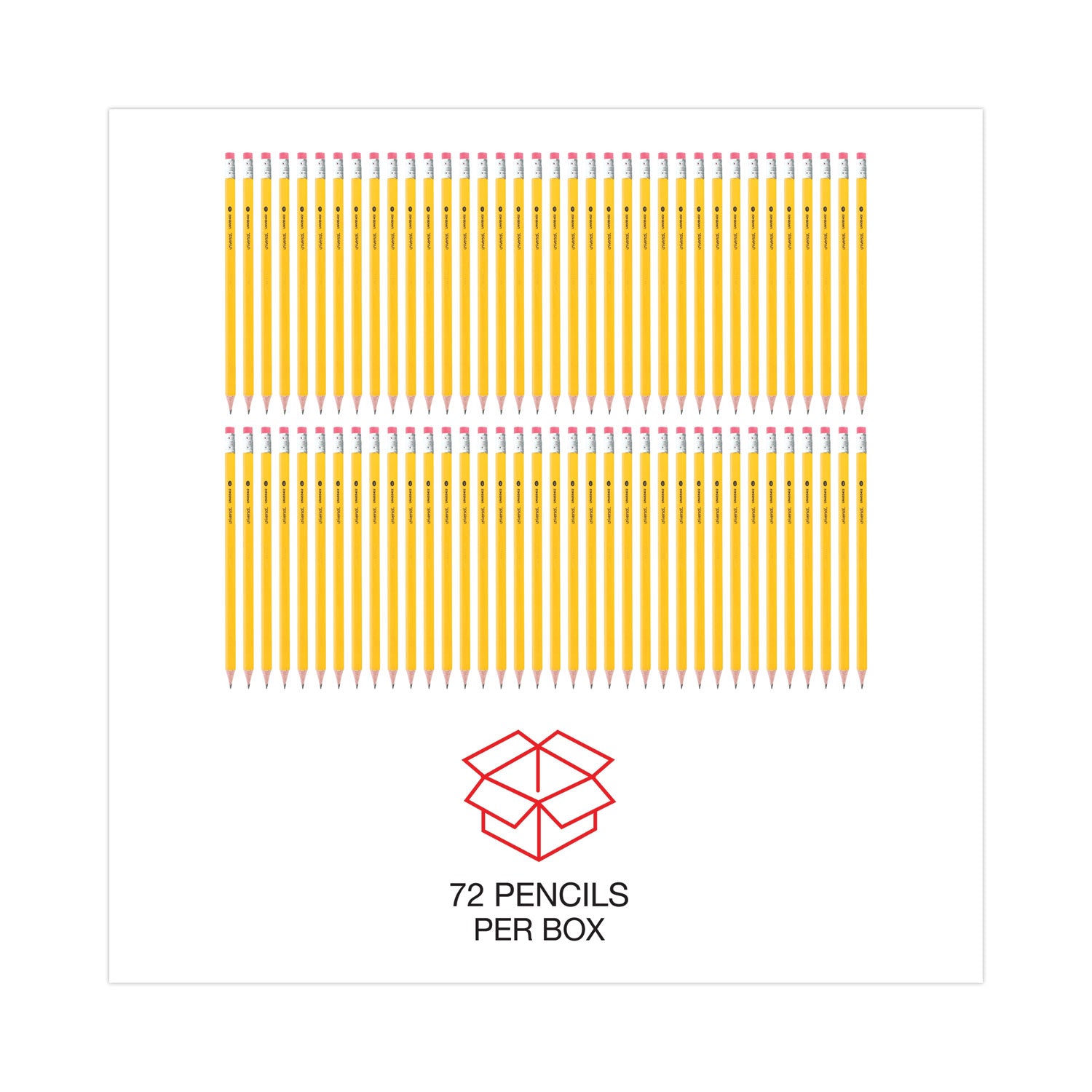 Universal™ #2 Pre-Sharpened Woodcase Pencil, Hb (#2), Black Lead, Yellow Barrel, 72/pack