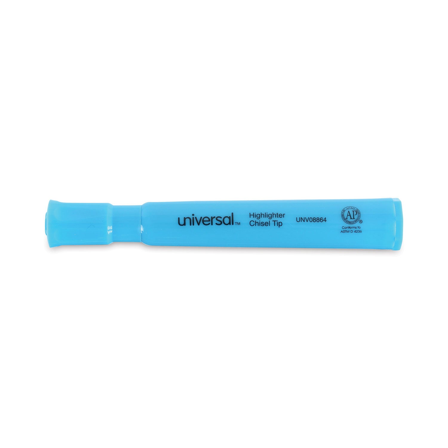 Universal™ Desk Highlighters, Fluorescent Blue Ink, Chisel Tip, Blue Barrel, Dozen