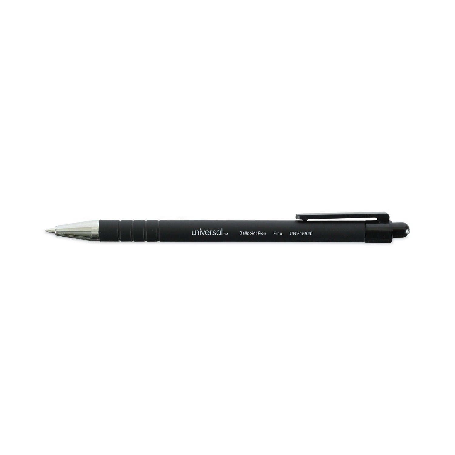 Universal™ Ballpoint Pen, Retractable, Fine 0.7 Mm, Black Ink, Black Barrel, Dozen