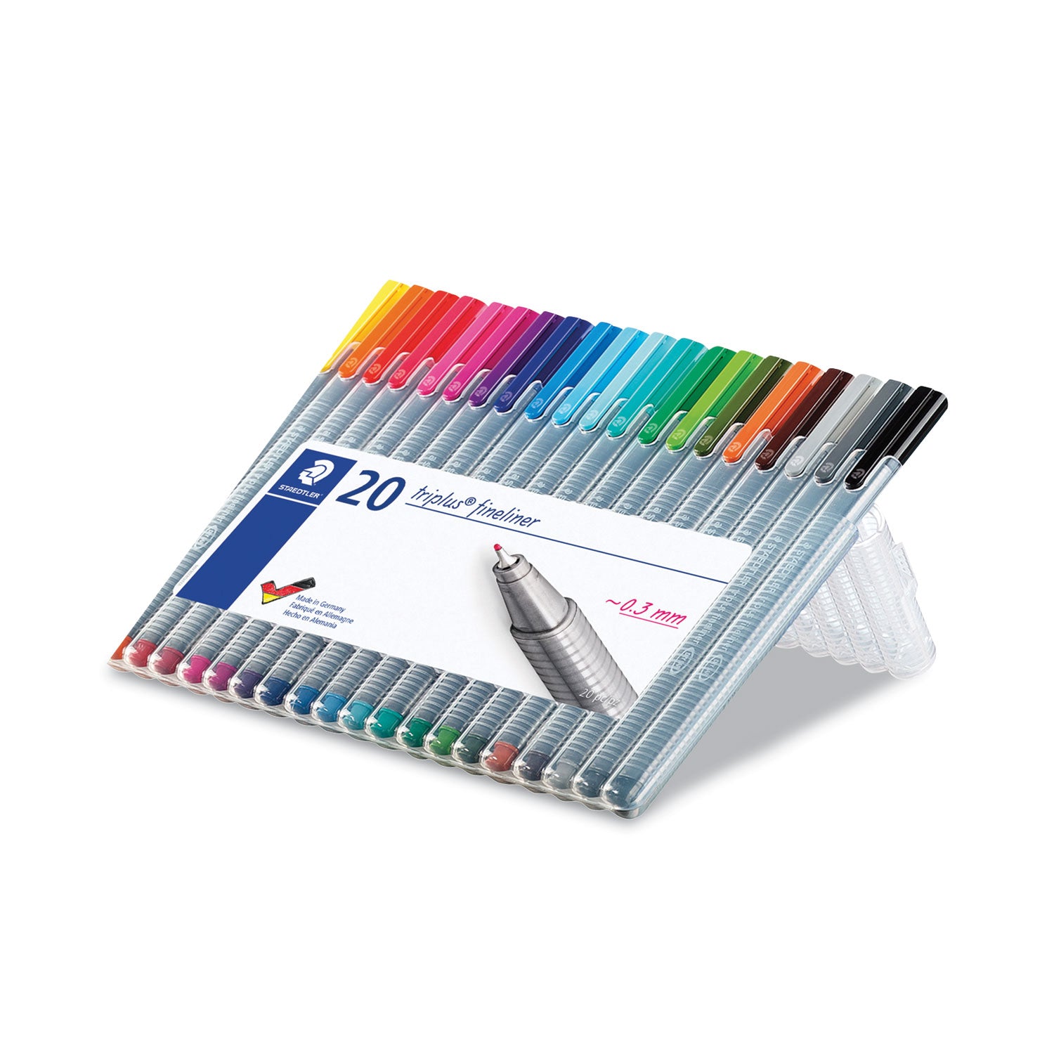 Staedtler® Triplus Fineliner Porous Point Pen, 20 Color Set, Stick, Extra-Fine 0.3 mm, Assorted Ink and Barrel Colors, 20/Pack