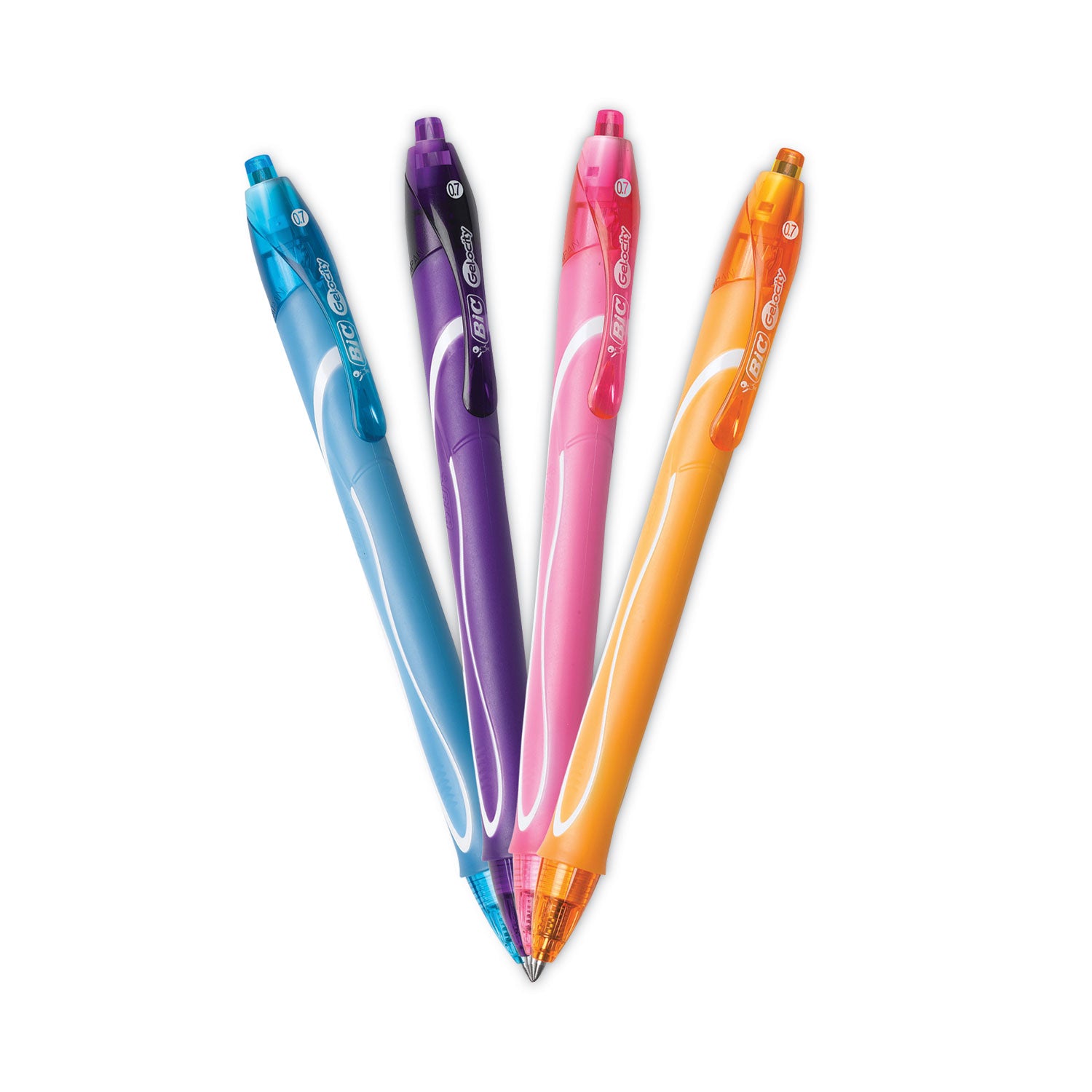 BIC® Gel-ocity Quick Dry Gel Pen, Retractable, Fine 0.7 mm, Assorted Ink and Barrel Colors, Dozen