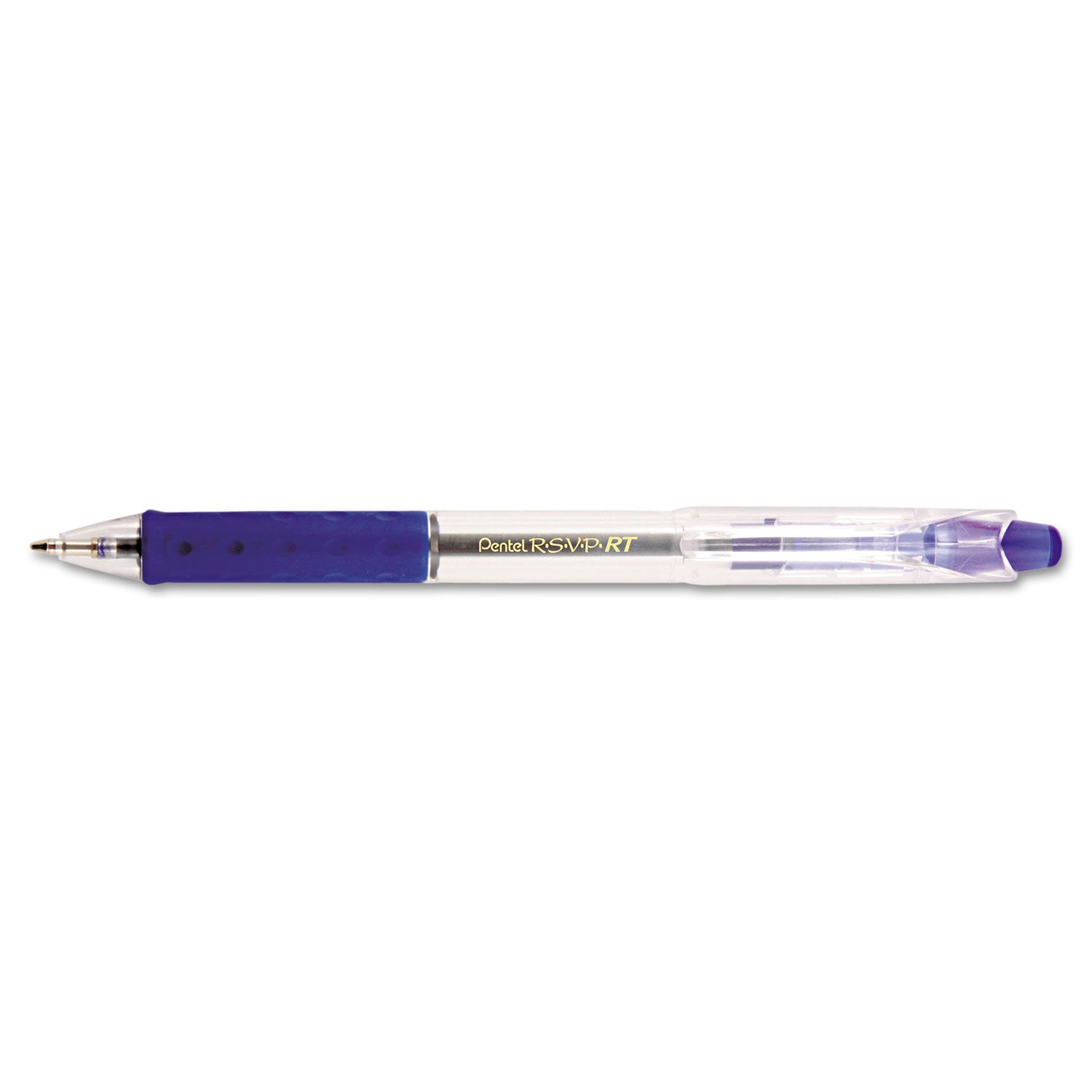 Pentel® R.s.v.p. Rt Ballpoint Pen, Retractable, Medium 1 Mm, Blue Ink, Clear Barrel, Dozen