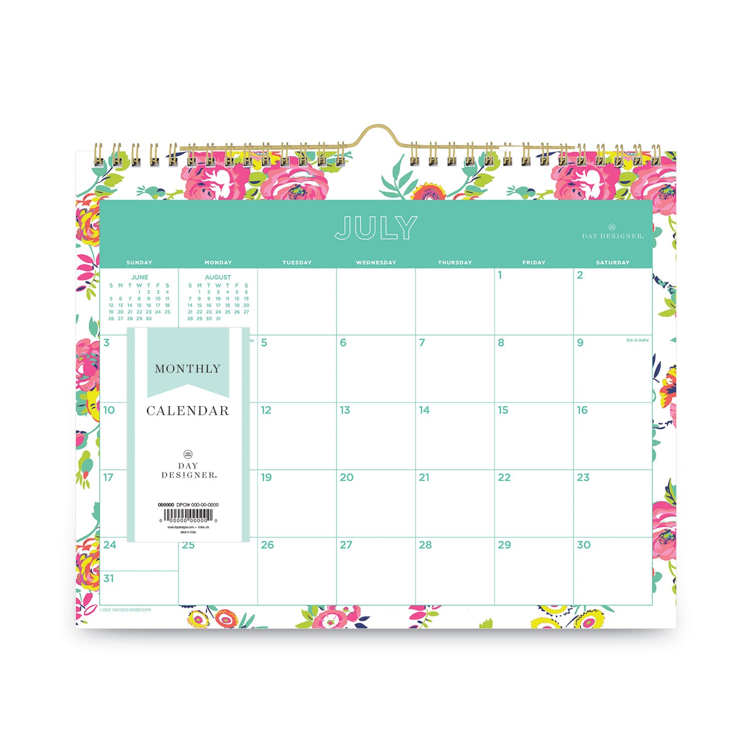 Blue Sky® Day Designer Peyton Academic Wall Calendar, Floral Artwork, 11 x 8.75, White Sheets, 12-Month (July to June): 2024 to 2025