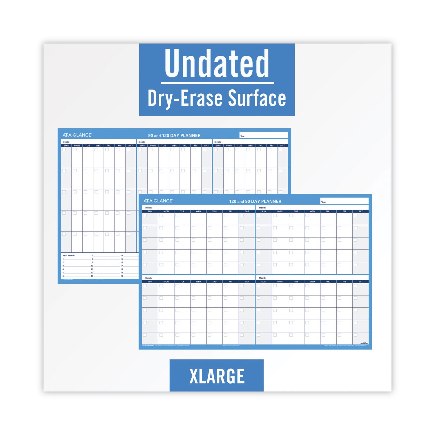 AT-A-GLANCE® 90/120-Day Undated Horizontal Erasable Wall Planner, 36 X 24, White/blue Sheets, Undated