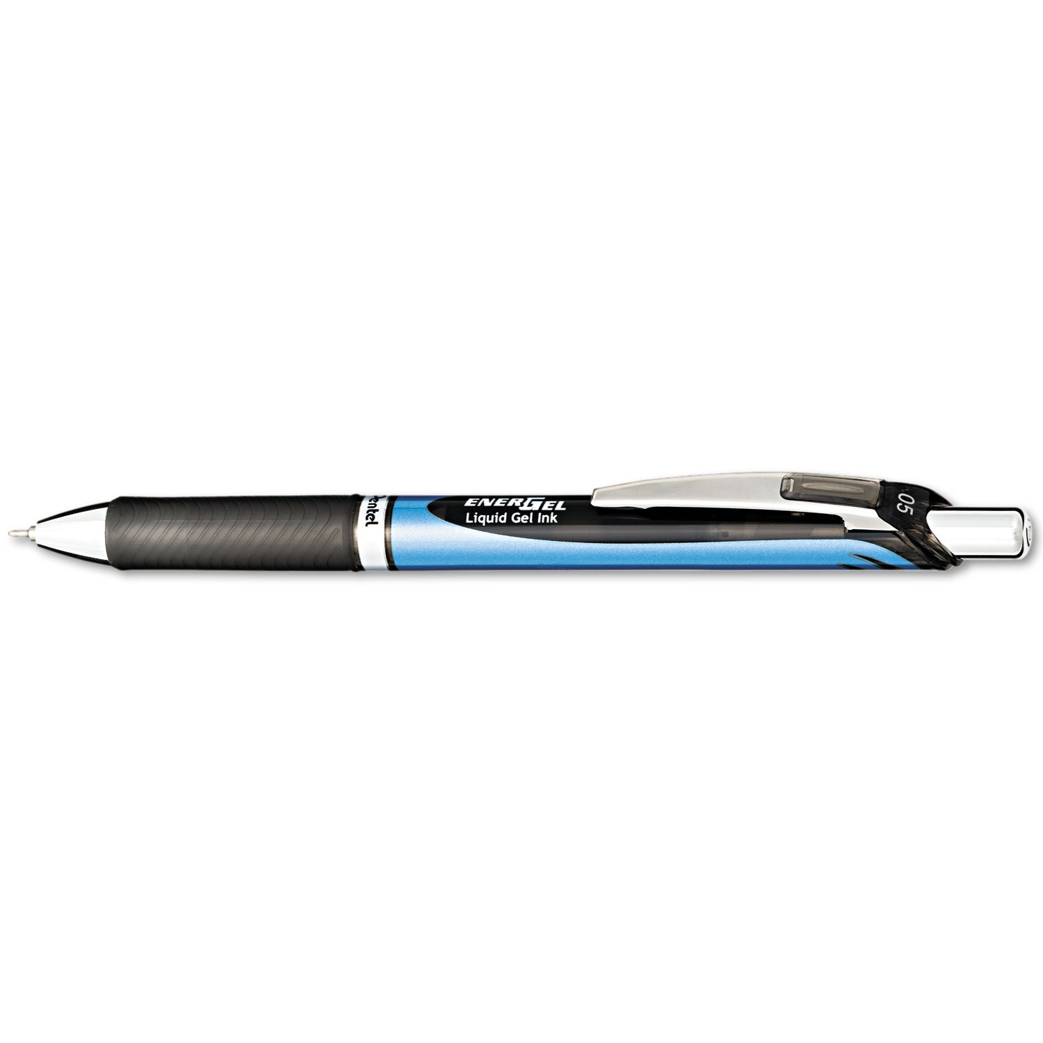 Pentel® EnerGel RTX Gel Pen, Retractable, Fine 0.5 mm, Black Ink, Black/Blue Barrel