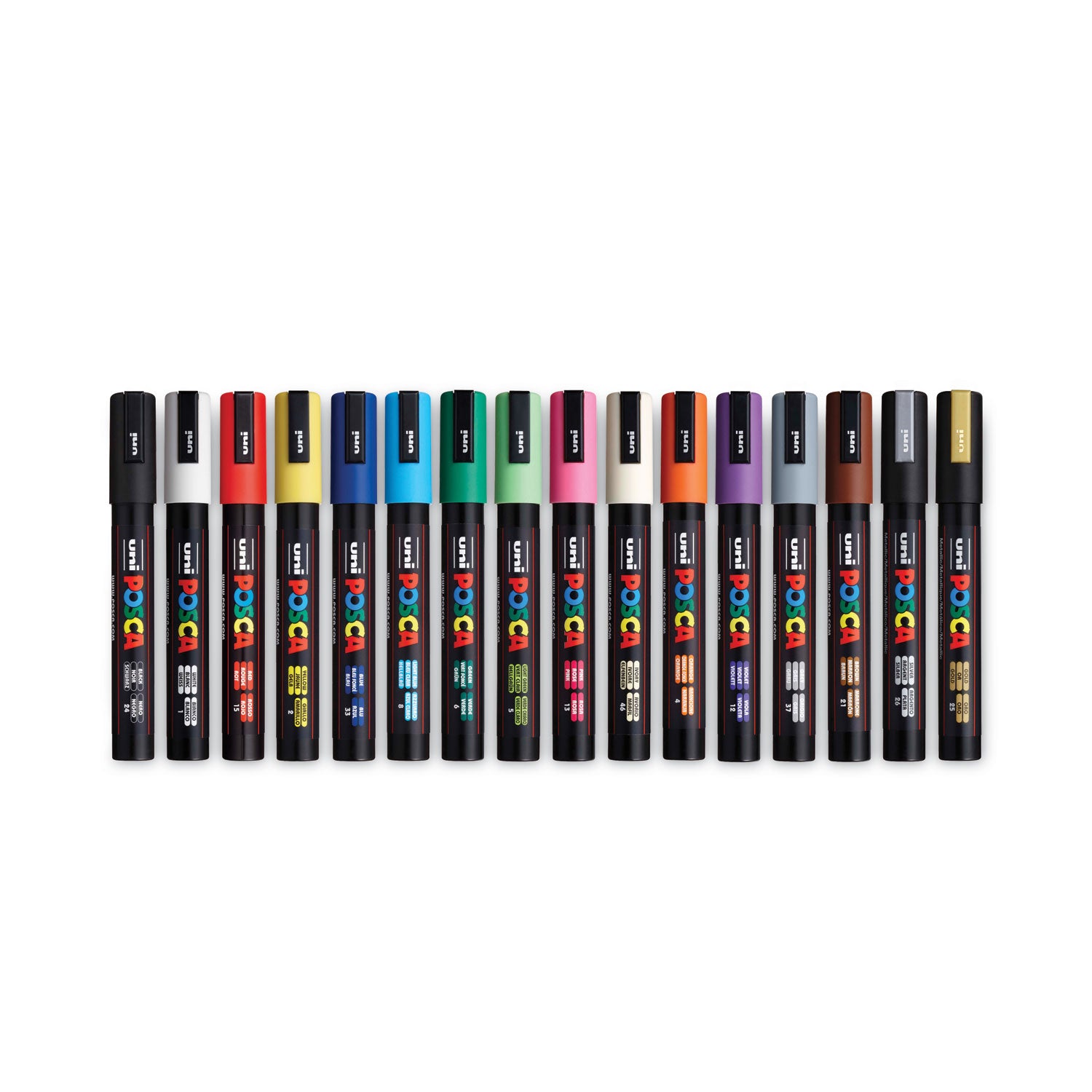 POSCA™ Water-Based Paint Markers, Medium Bullet Tip, Assorted Colors, 16/Pack