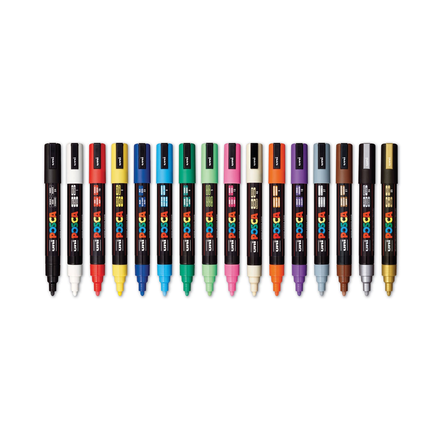 POSCA™ Water-Based Paint Markers, Medium Bullet Tip, Assorted Colors, 16/Pack