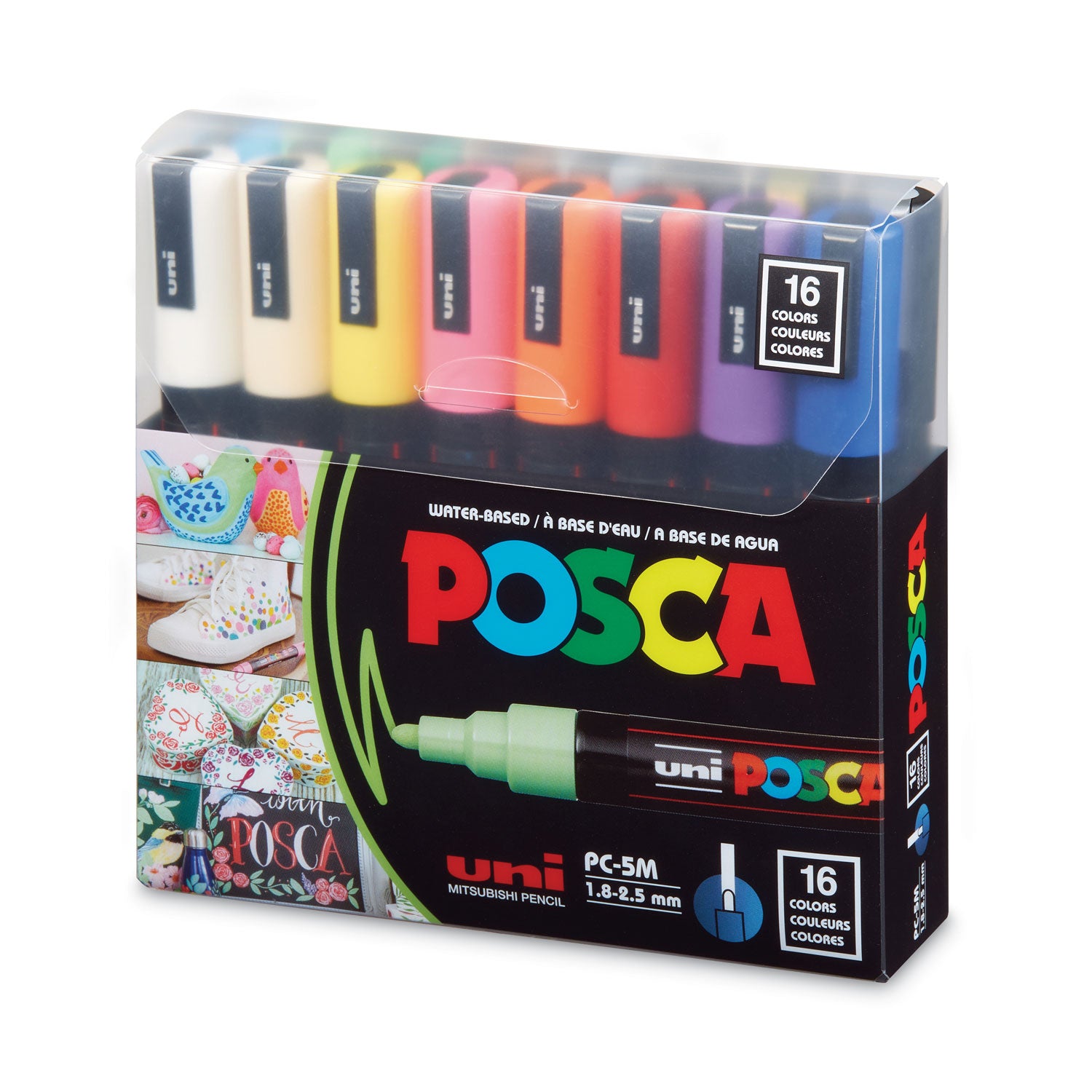 POSCA™ Water-Based Paint Markers, Medium Bullet Tip, Assorted Colors, 16/Pack