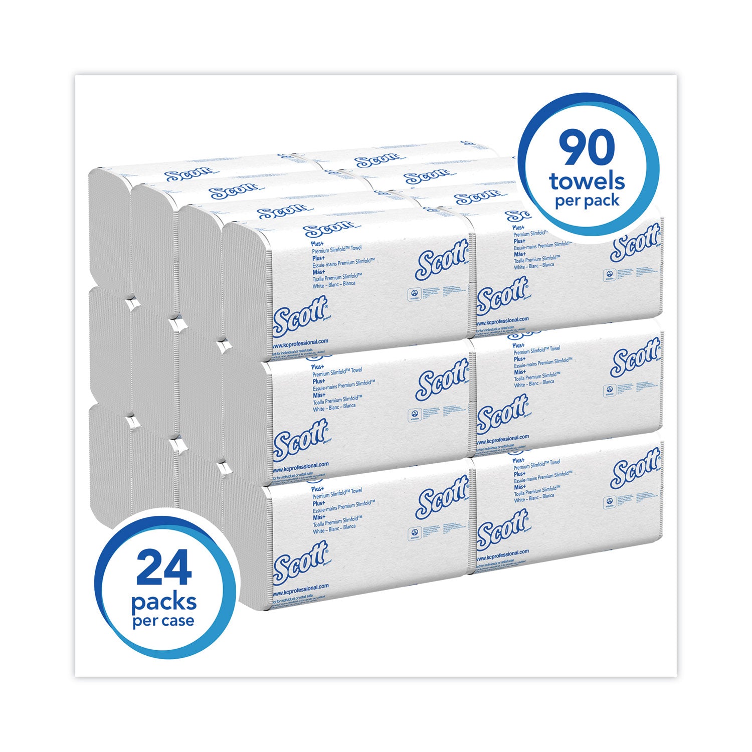 Scott® Slimfold Towels, 1-Ply, 7.5 x 11.6, White, 90/Pack, 24 Packs/Carton