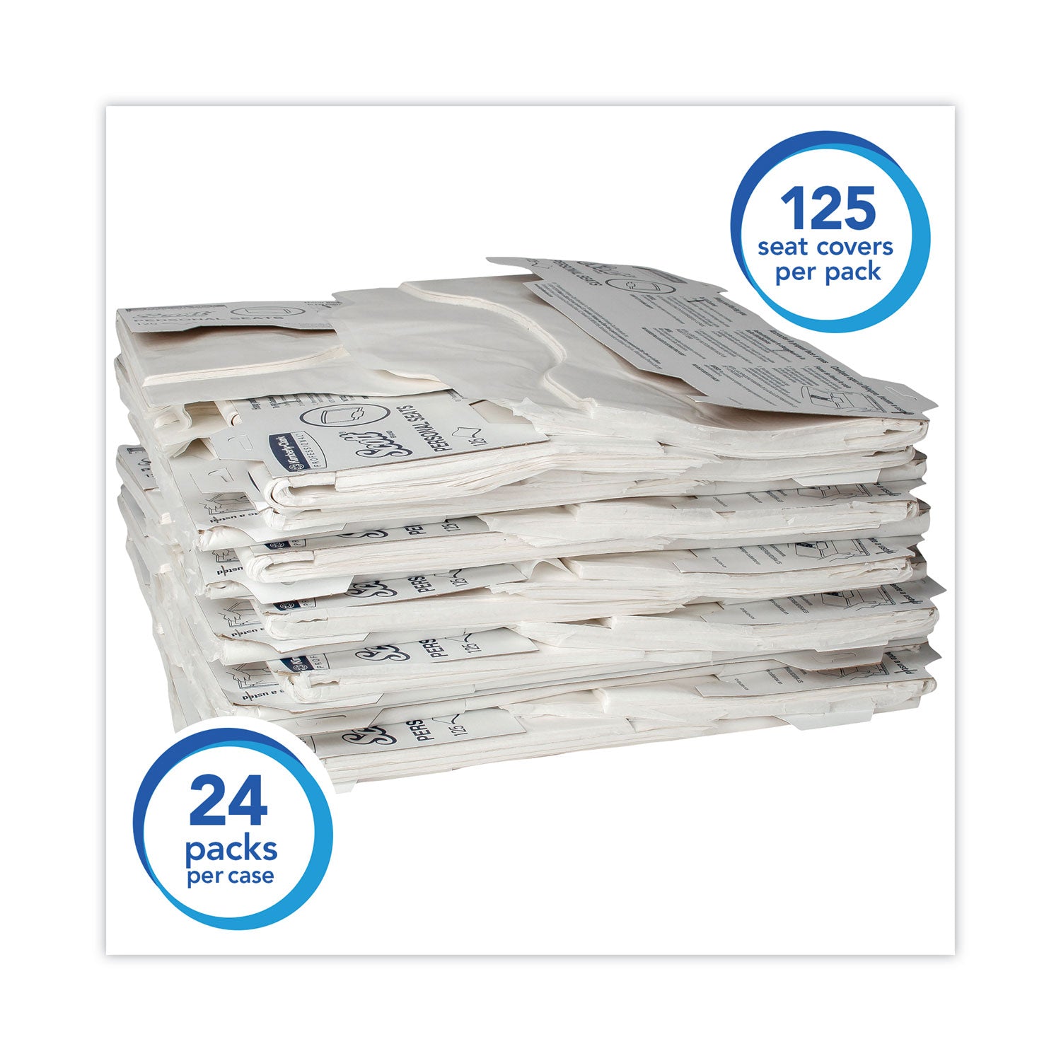 Scott® Personal Seats Sanitary Toilet Seat Covers, 15 X 18, White, 125/pack, 24 Packs/carton