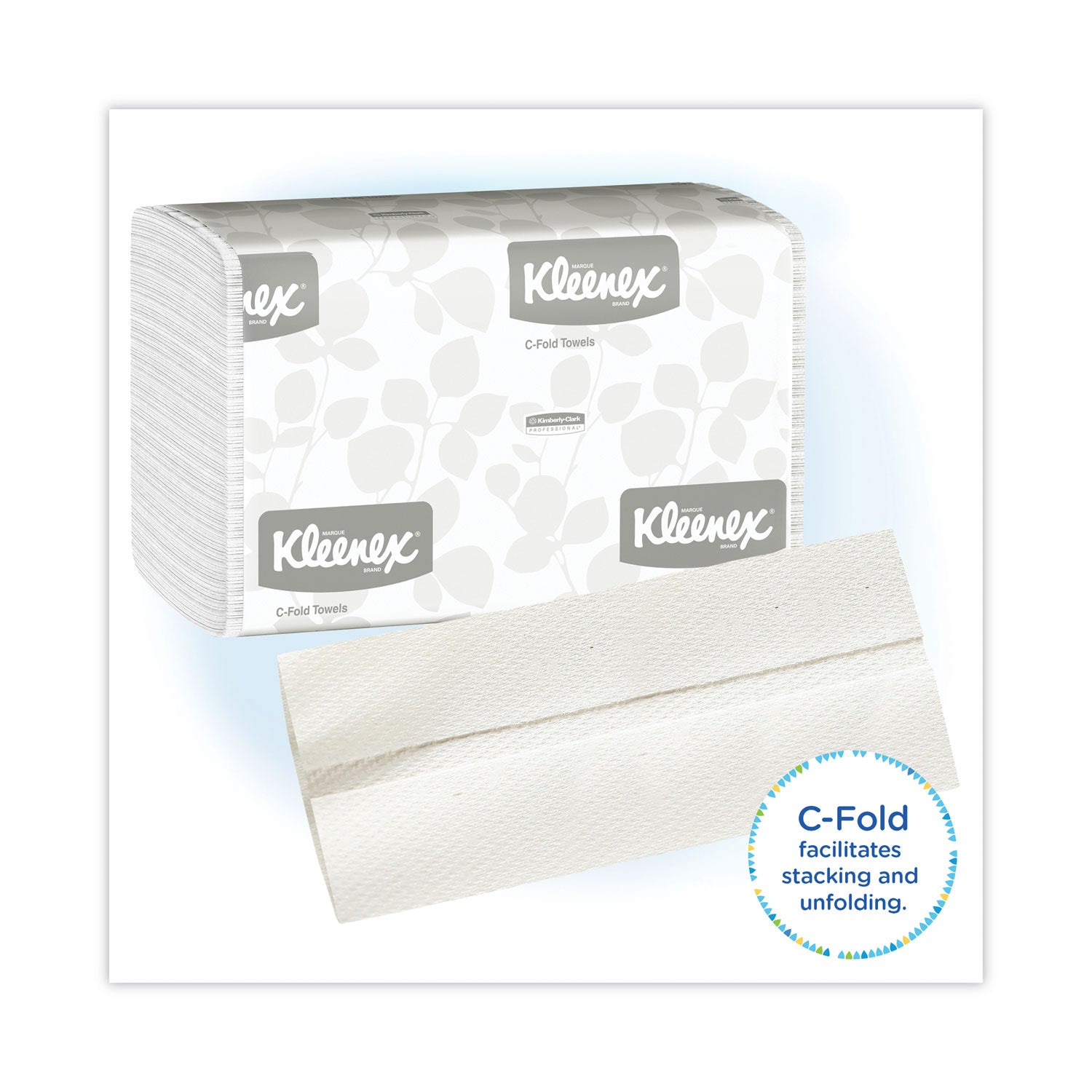 Kleenex® C-Fold Paper Towels, 1-Ply, 10.13 x 13.15, White, 150/Pack, 16 Packs/Carton