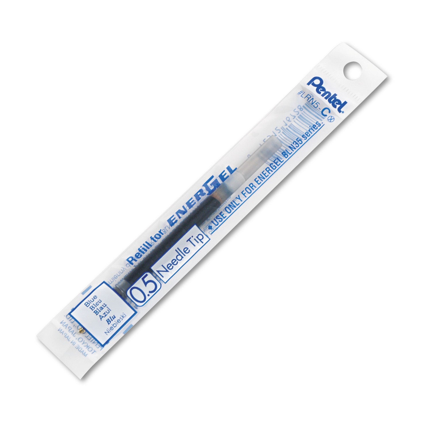 Pentel® Refill For Pentel Energel Retractable Liquid Gel Pens, Fine Needle Tip, Blue Ink