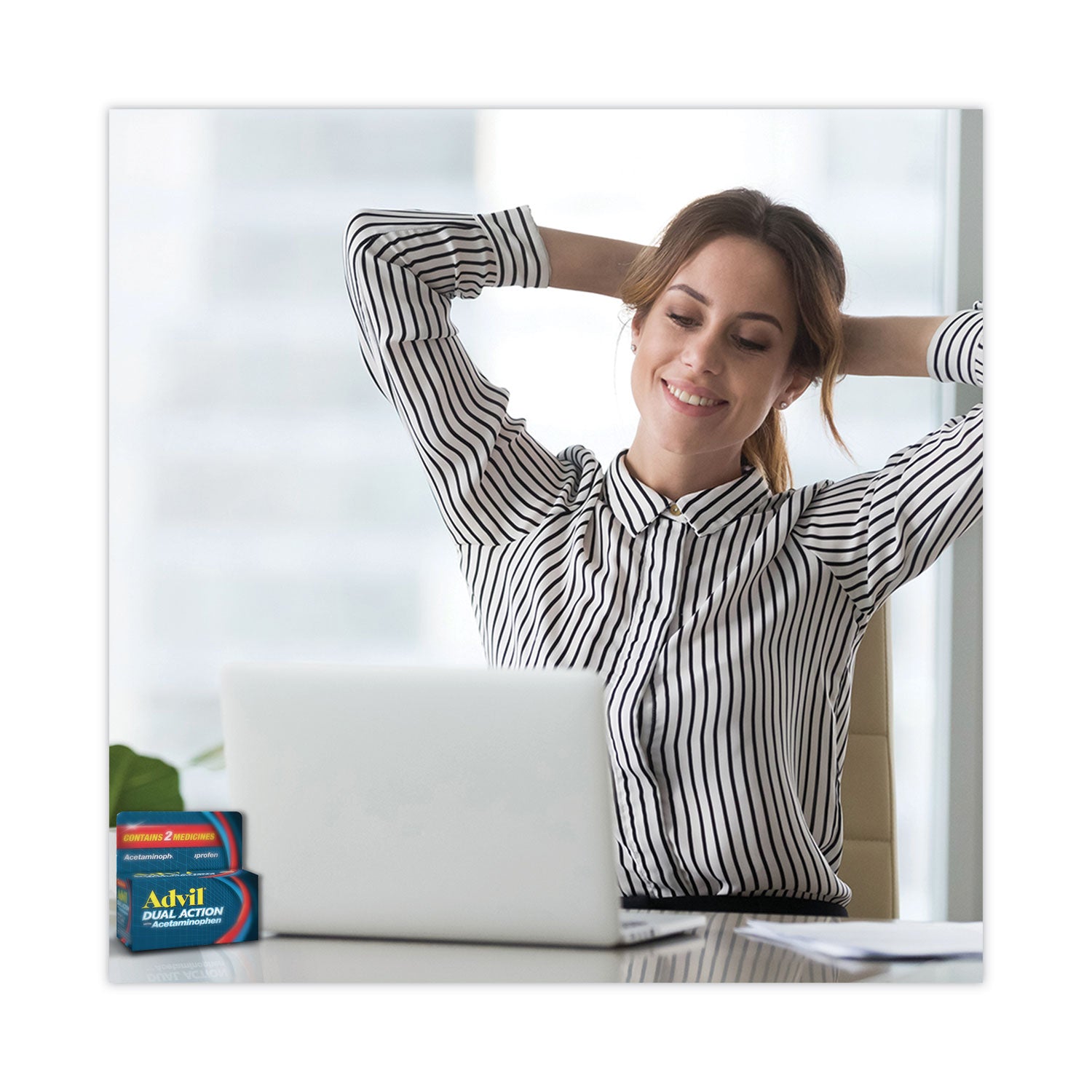 Advil® Dual Action with Acetaminophen and Ibuprofen Caplets, 50 Packets of 2 Caplets