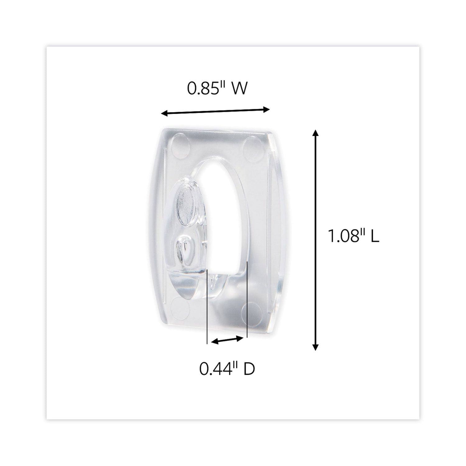 Command™ Mini Hooks, Small, Plastic, Clear, 0.5 lb Capacity, 30 Hooks and 32 Strips/Pack