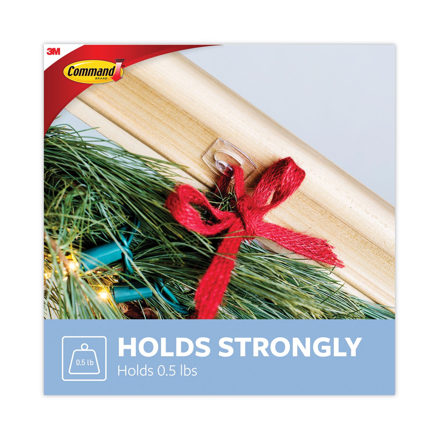 Command™ Mini Hooks, Small, Plastic, Clear, 0.5 lb Capacity, 30 Hooks and 32 Strips/Pack