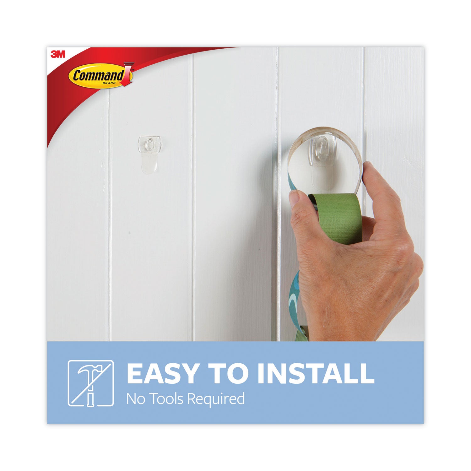 Command™ Mini Hooks, Small, Plastic, Clear, 0.5 lb Capacity, 30 Hooks and 32 Strips/Pack