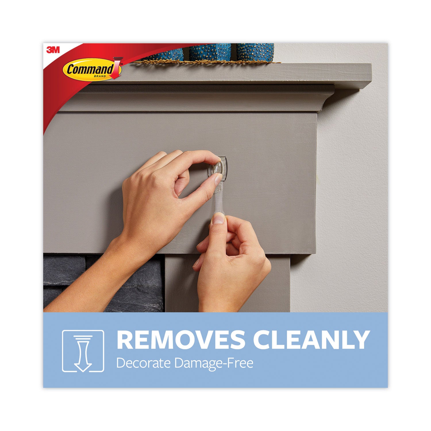 Command™ Mini Hooks, Small, Plastic, Clear, 0.5 lb Capacity, 30 Hooks and 32 Strips/Pack