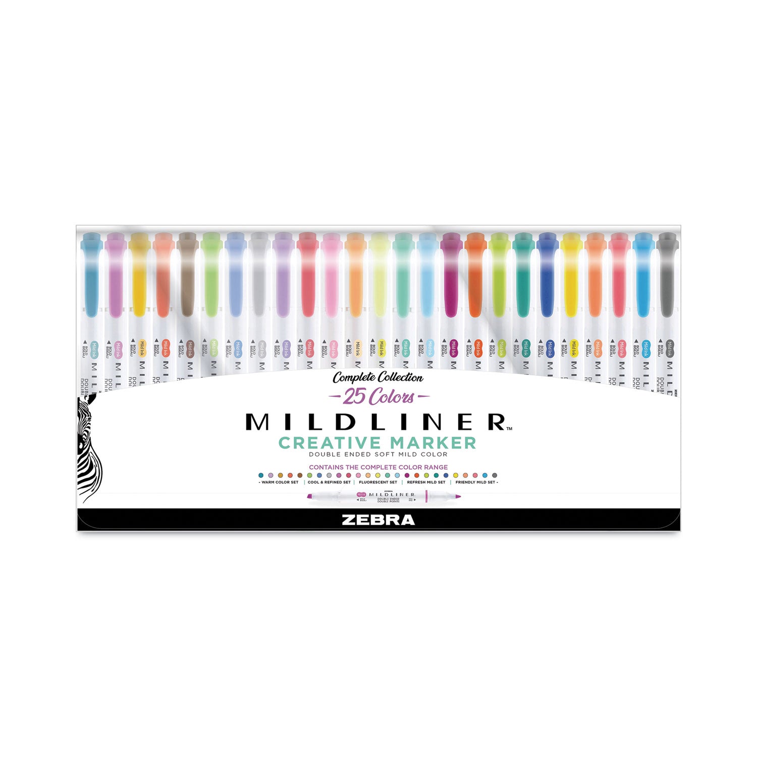 Mildliner Double Ended Highlighter Variety Pack, Asst Ink Colors, Bold-Chisel/Fine-Bullet Tips, Asst Barrel Colors, 25/Pack