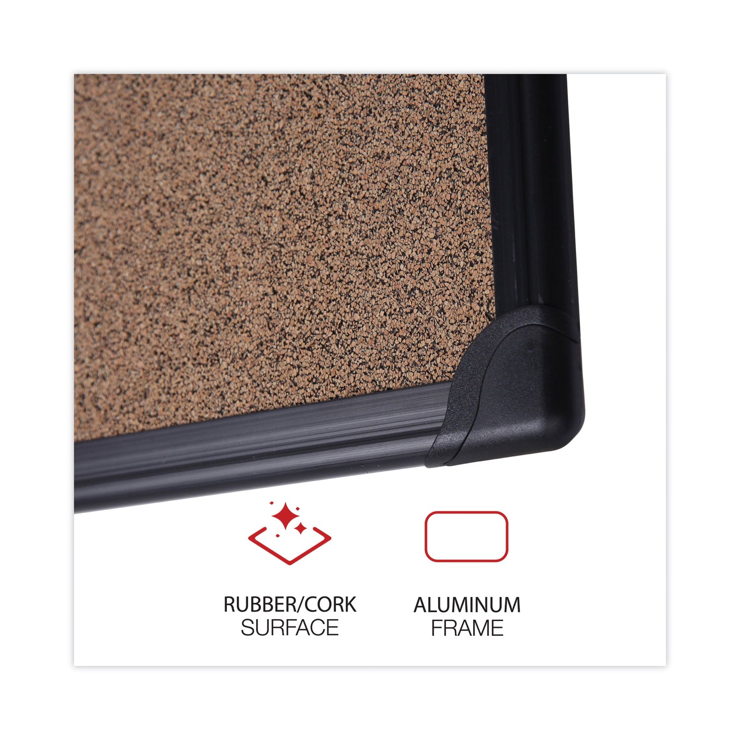 Universal® Tech Cork Board, 24" x 18", Brown Surface, Black Aluminum Frame