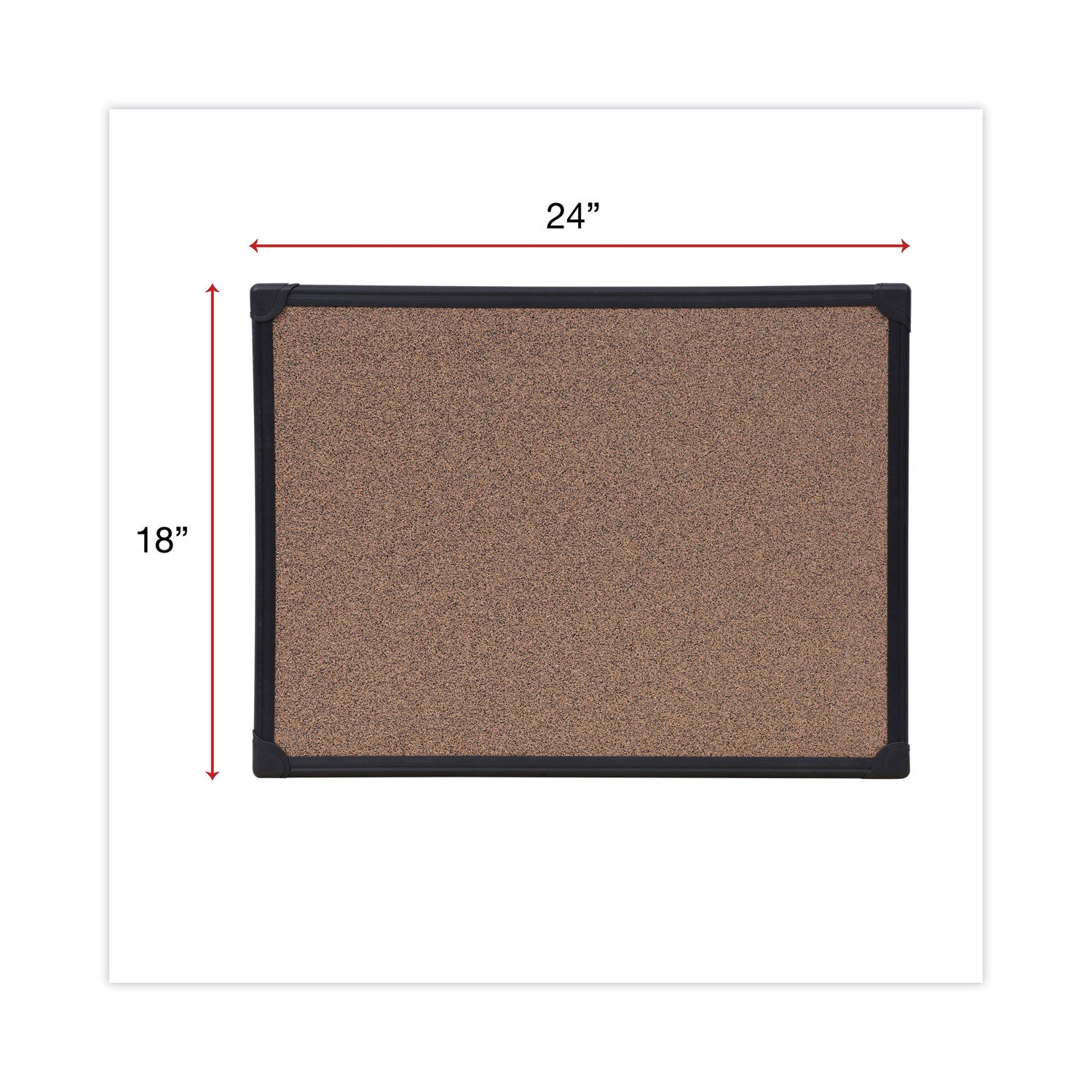 Universal® Tech Cork Board, 24" x 18", Brown Surface, Black Aluminum Frame