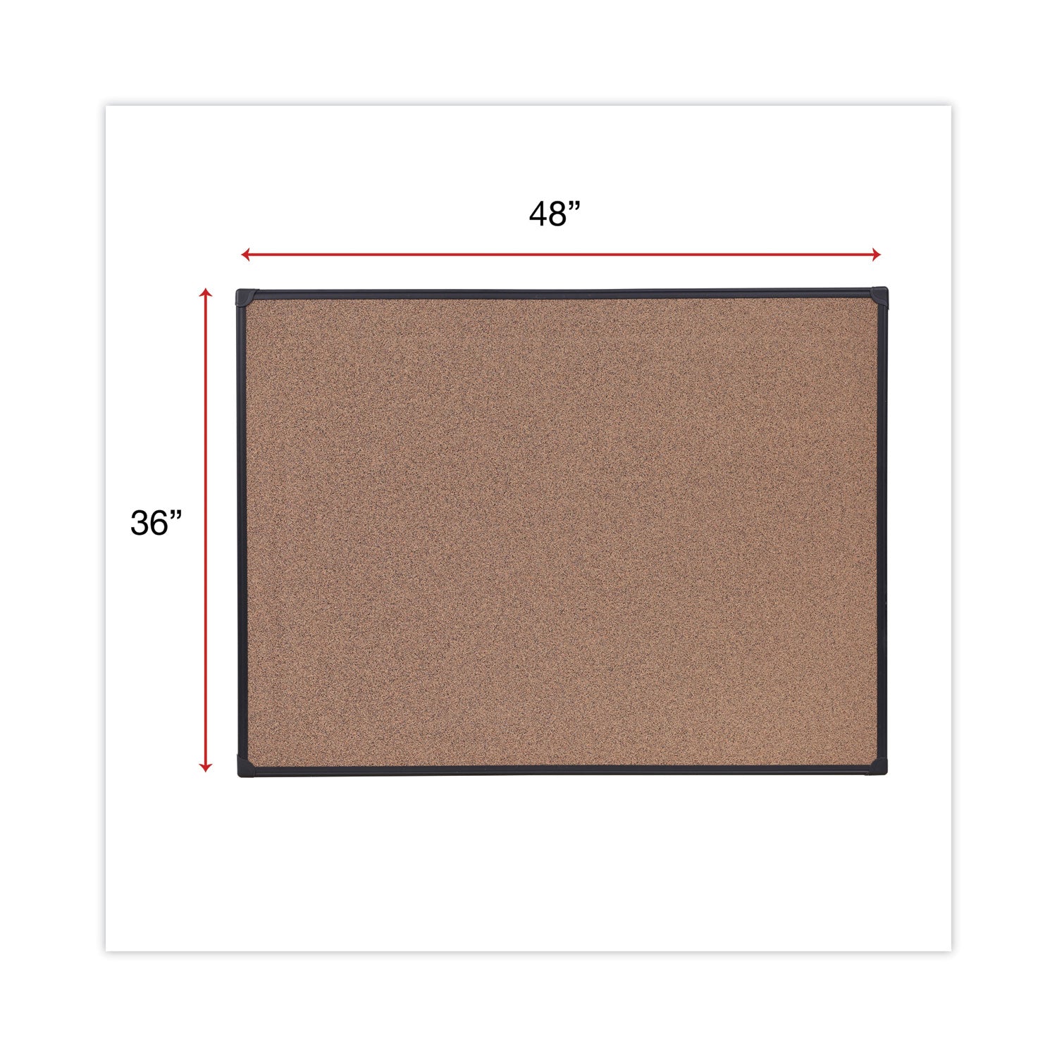 Universal® Tech Cork Board, 48" x 36", Brown Surface, Black Aluminum Frame