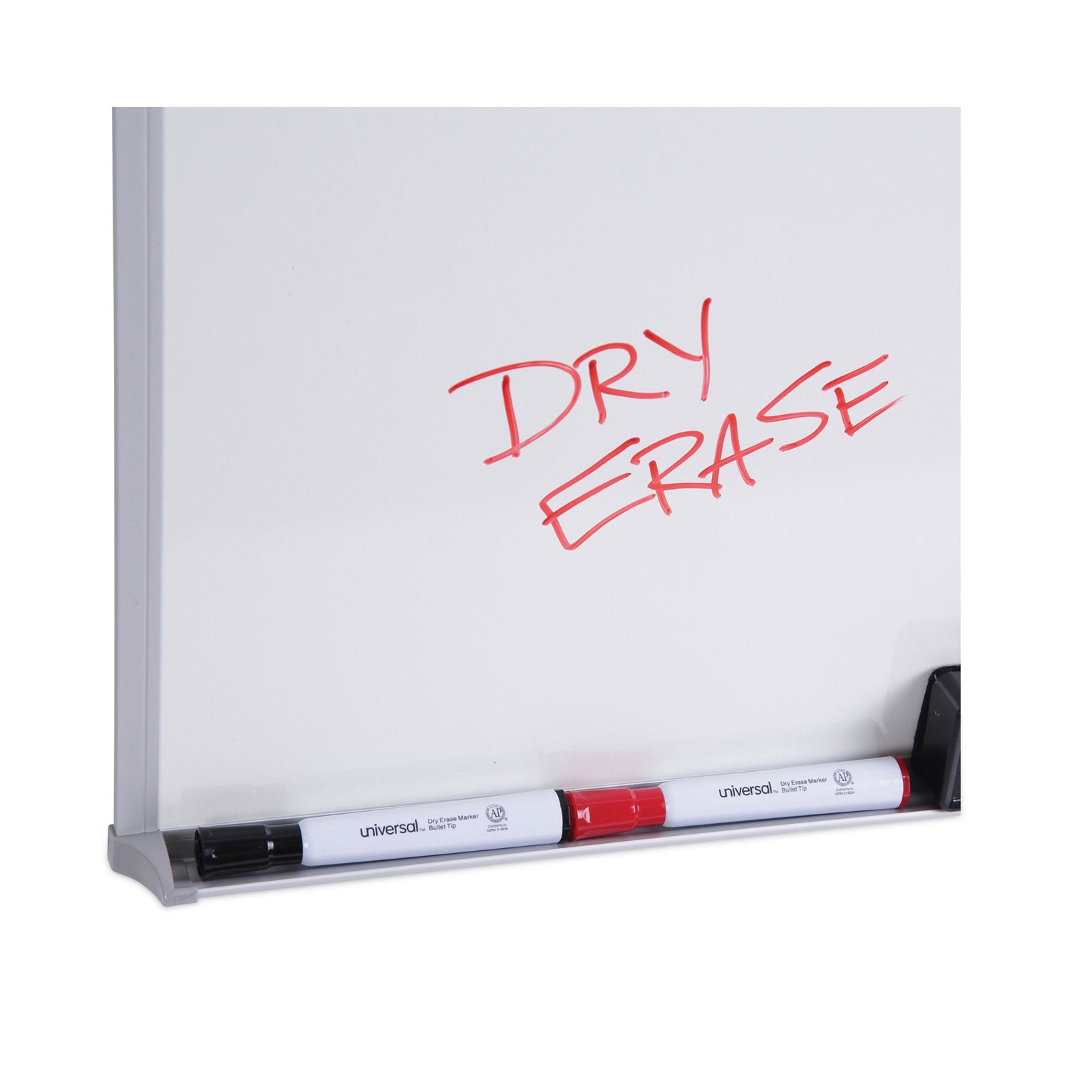 Universal® Melamine Dry Erase Board with Aluminum Frame, 36" x 24", White Surface, Anodized Aluminum Frame