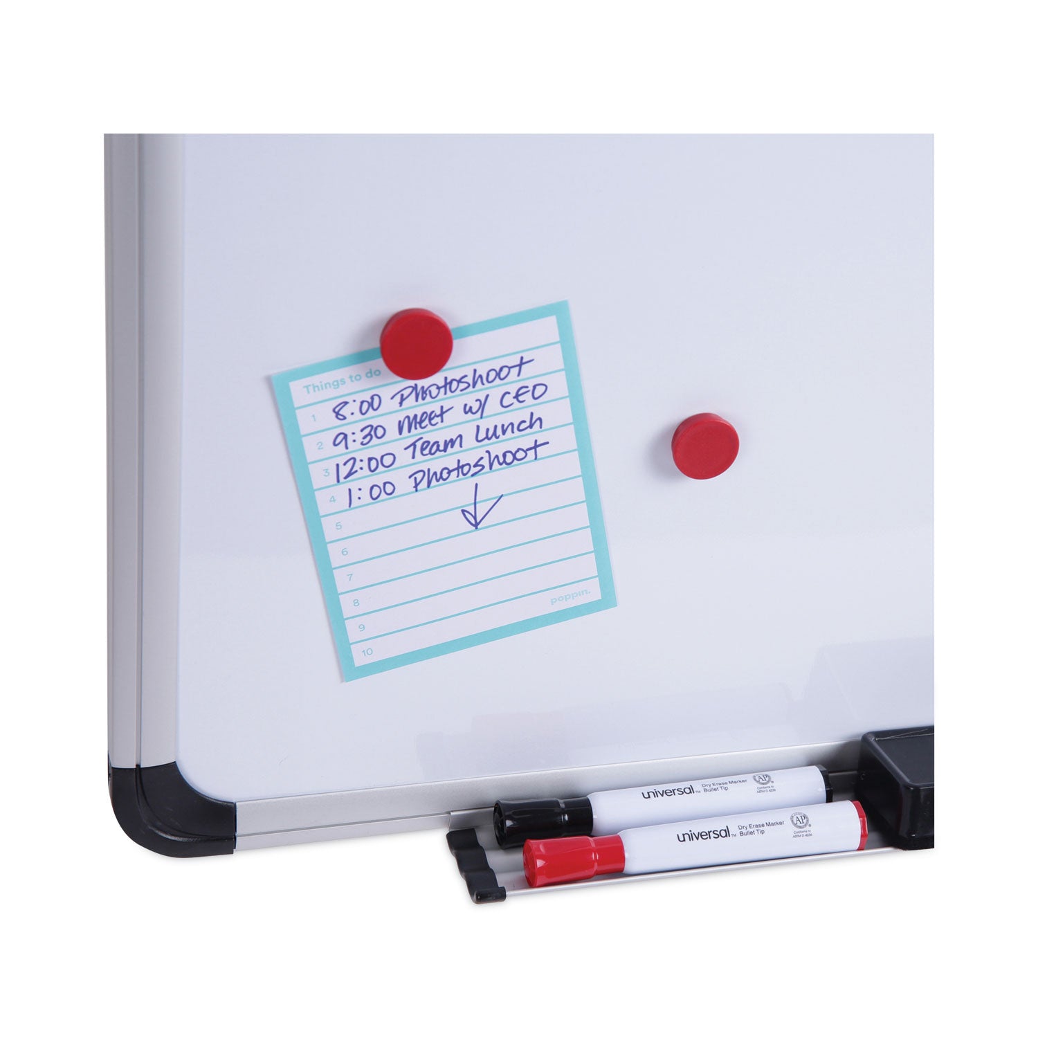 Universal® Magnetic Steel Dry Erase Marker Board, 36" x 24", White Surface, Satin Aluminum Frame