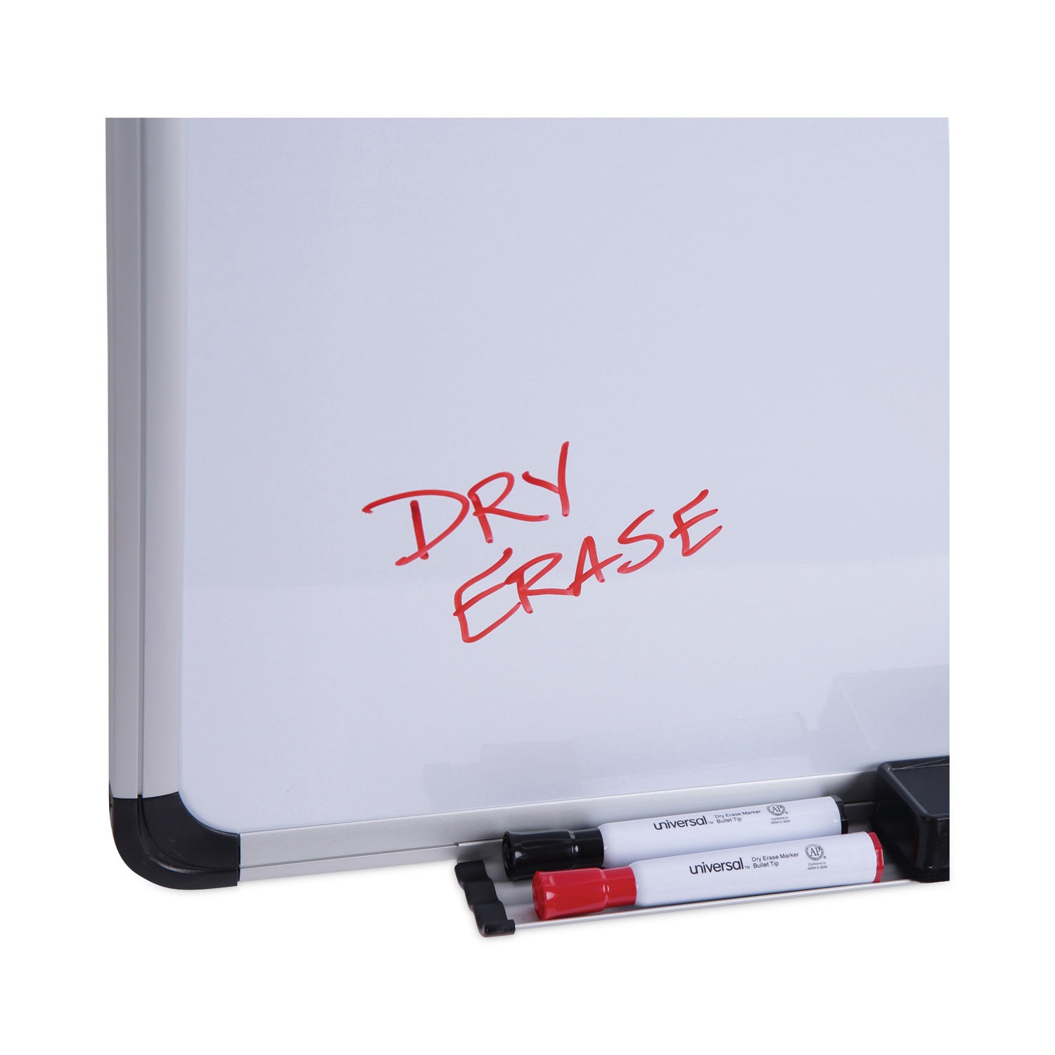 Universal® Magnetic Steel Dry Erase Marker Board, 36" x 24", White Surface, Satin Aluminum Frame