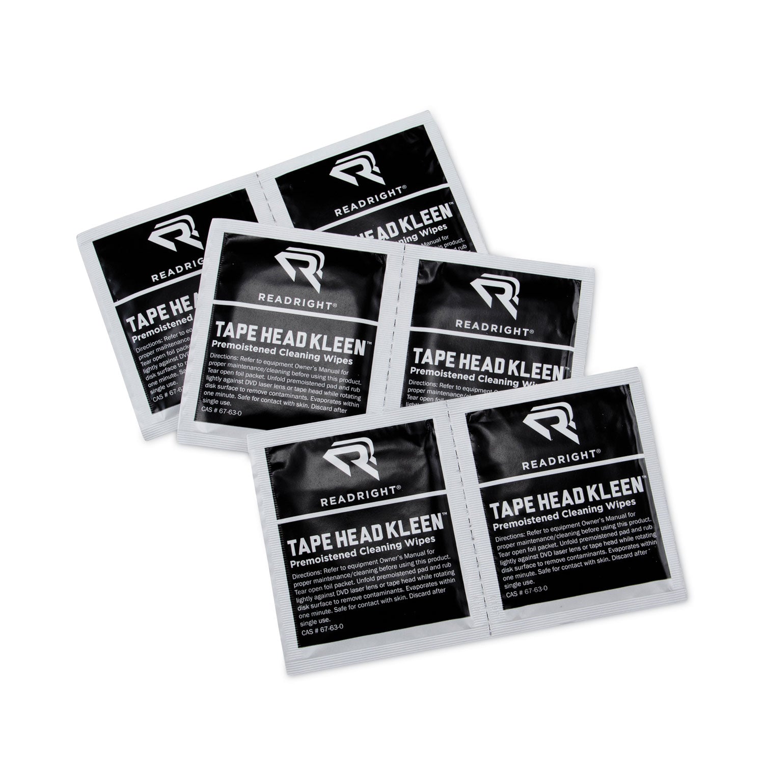 Read Right® Tape Head Kleen Pad, Individually Sealed Pads, 5 X 5, 80/box