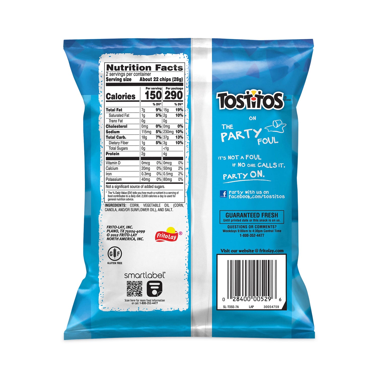 Tostitos® Bite Size Tortilla Chips, 2 oz Bag, 64 Bags/Carton