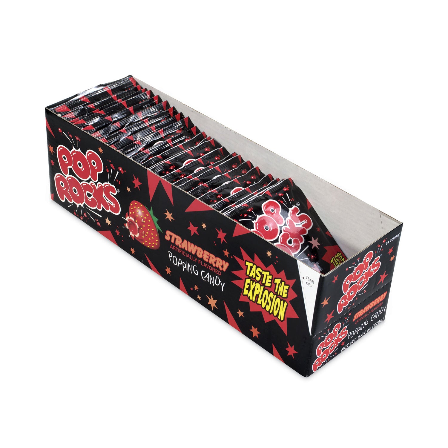 POP ROCKS® Sugar Candy,Strawberry, 0.33 oz Pouches, 24/Carton