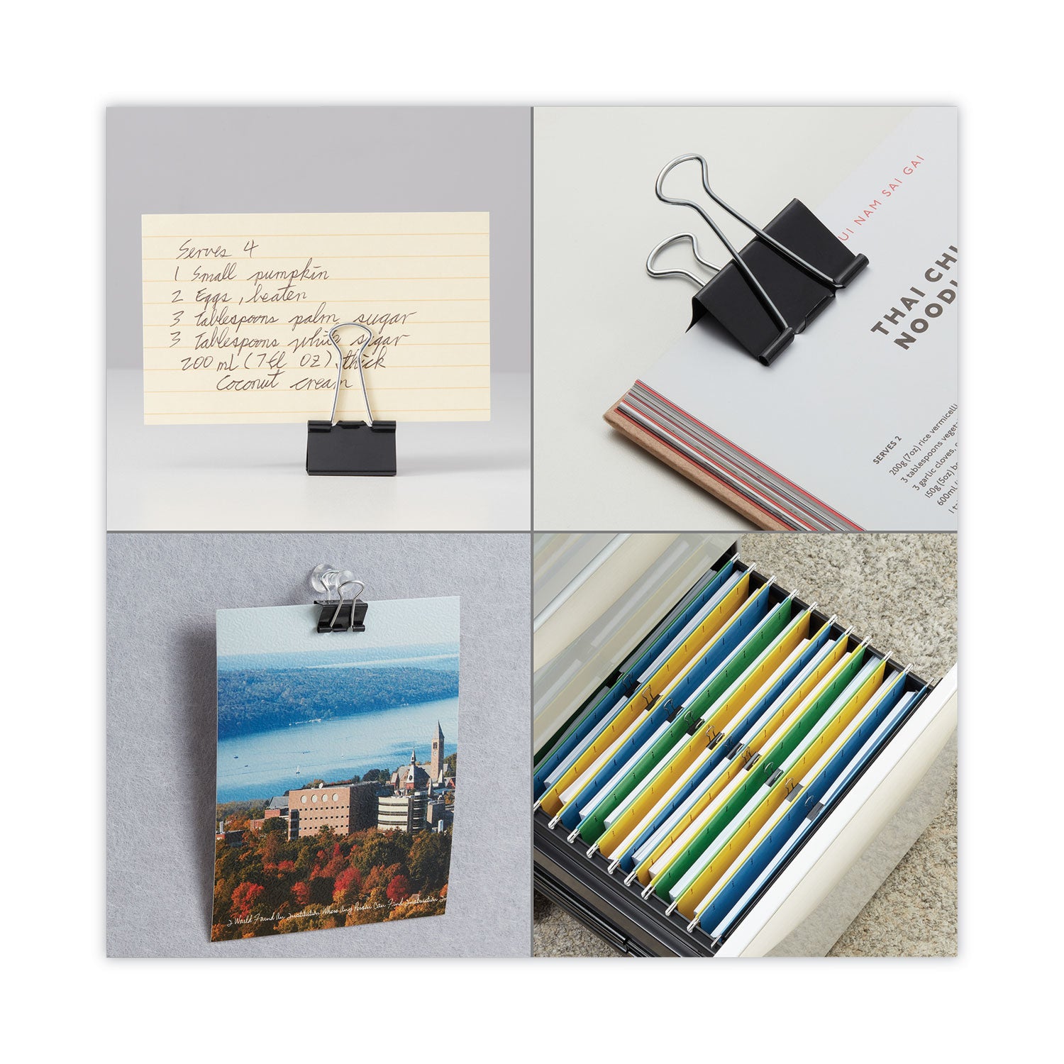 Universal® Binder Clip Zip-Seal Bag Value Pack, Medium, Black/Silver, 36/Pack