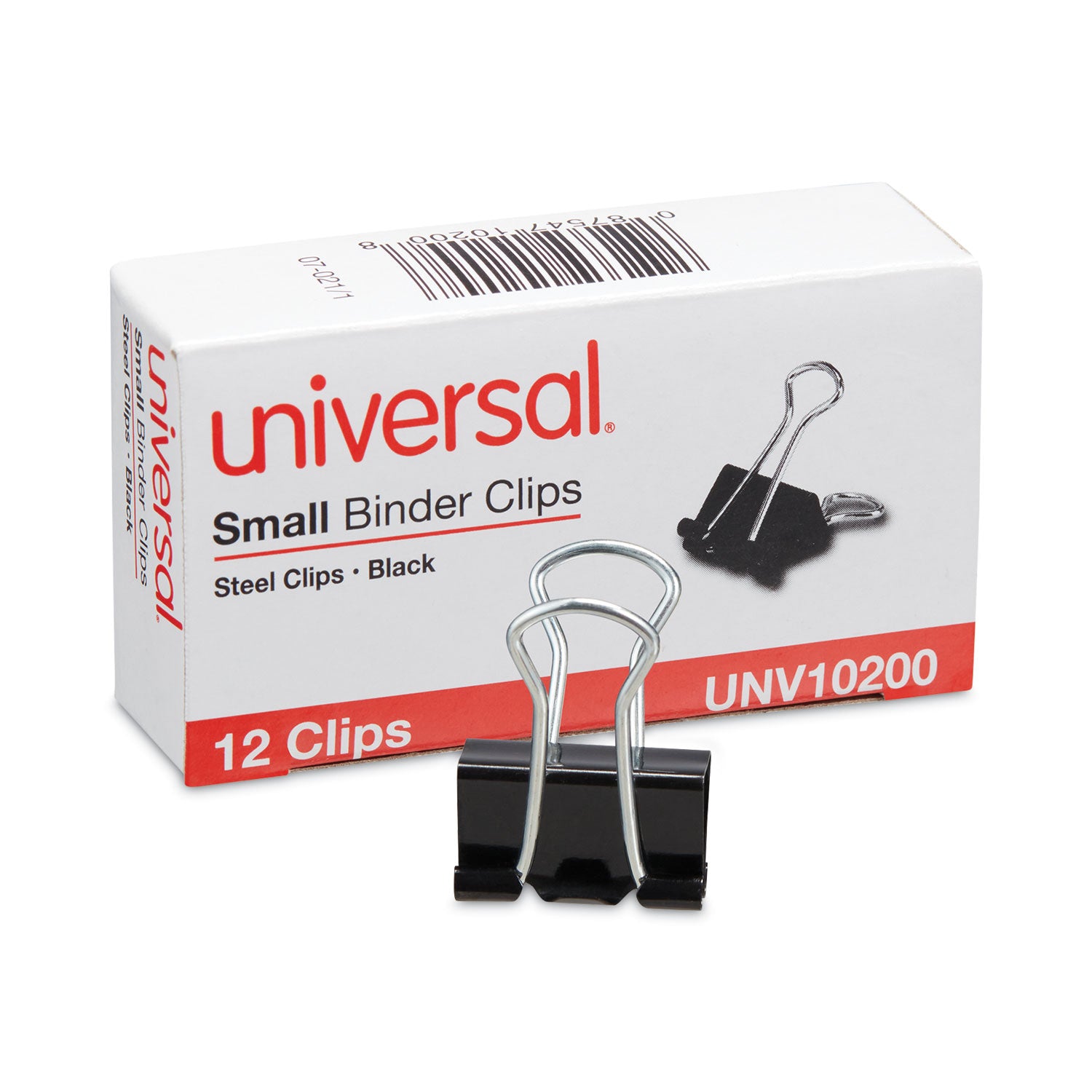 Universal® Binder Clips, Small, Black/Silver, 12/Box
