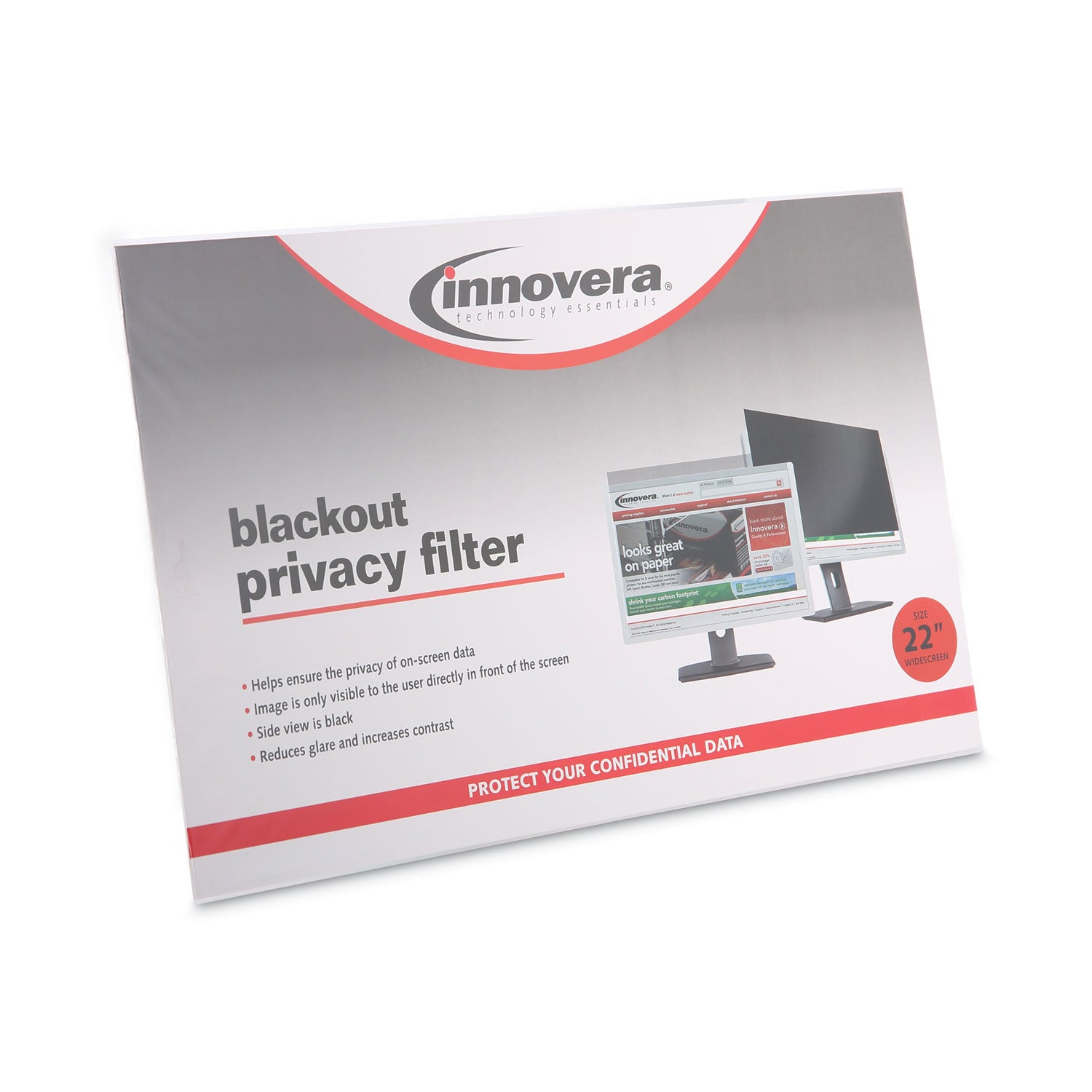 Innovera® Blackout Privacy Filter for 22" Widescreen Flat Panel Monitor, 16:10 Aspect Ratio