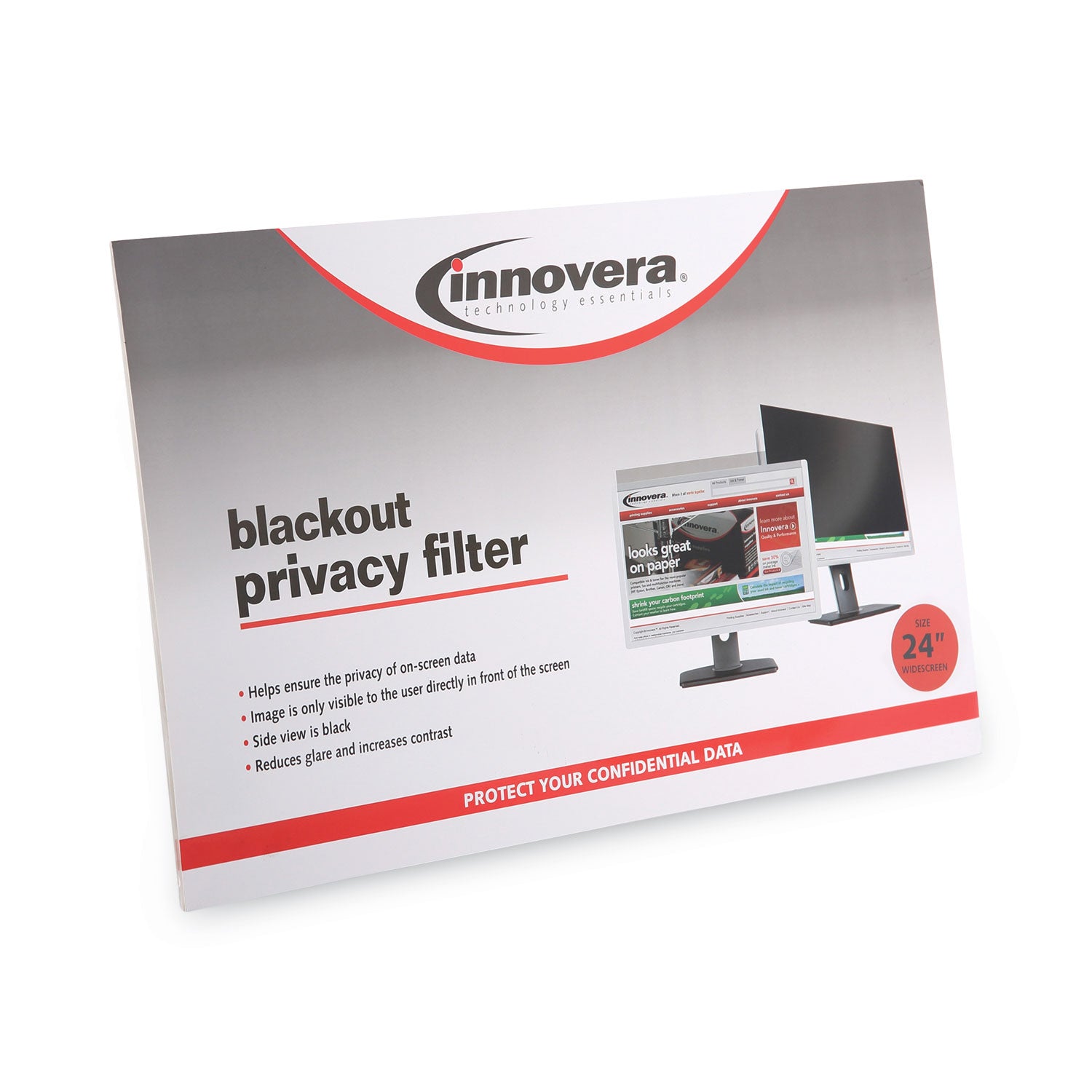 Innovera® Blackout Privacy Filter for 24" Widescreen Flat Panel Monitor, 16:10 Aspect Ratio
