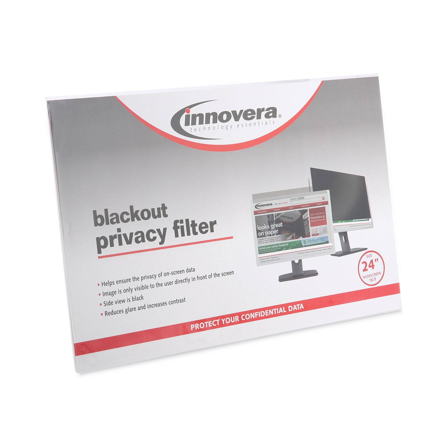 Innovera® Blackout Privacy Filter for 24" Widescreen Flat Panel Monitor, 16:9 Aspect Ratio