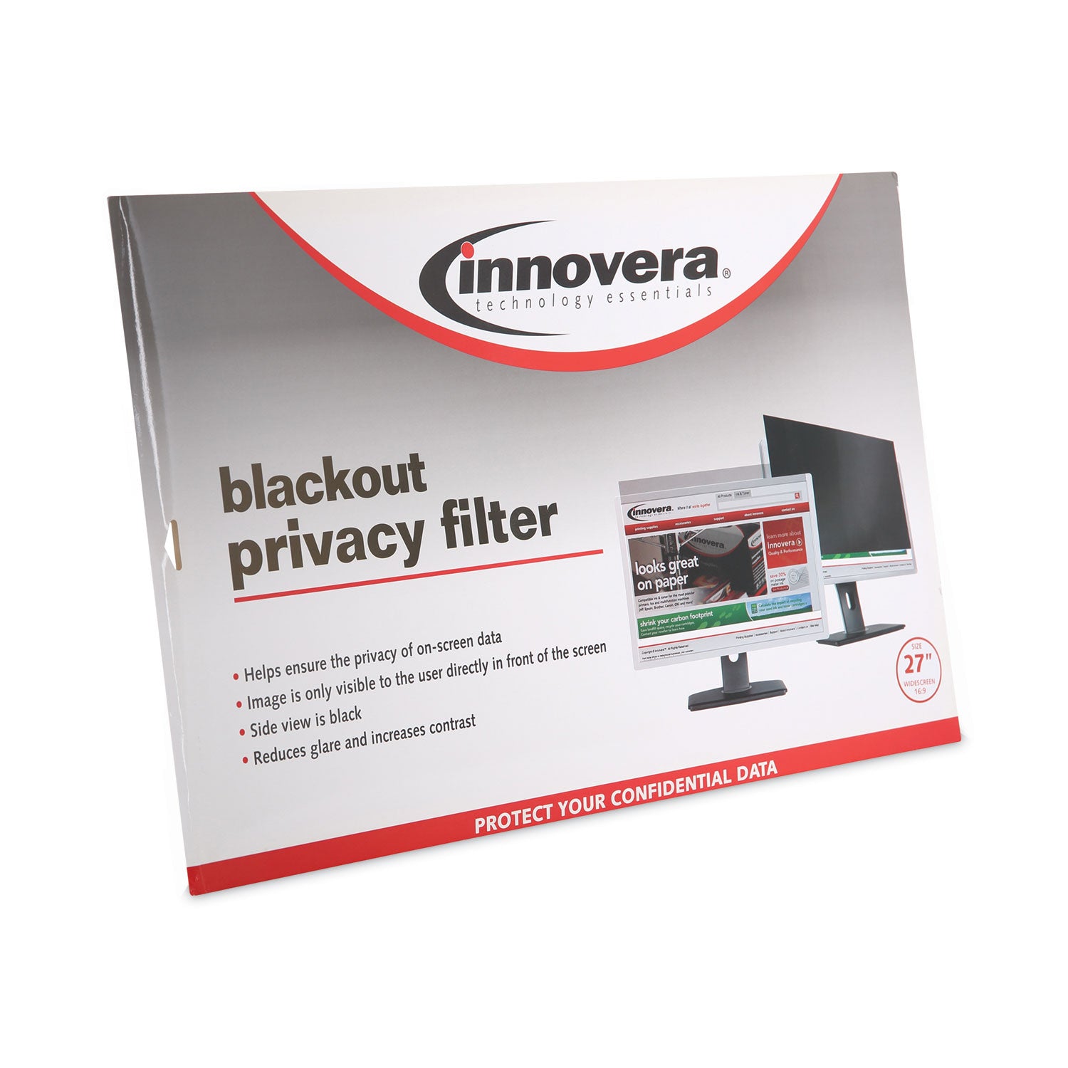 Innovera® Blackout Privacy Filter for 27" Widescreen Flat Panel Monitor, 16:9 Aspect Ratio