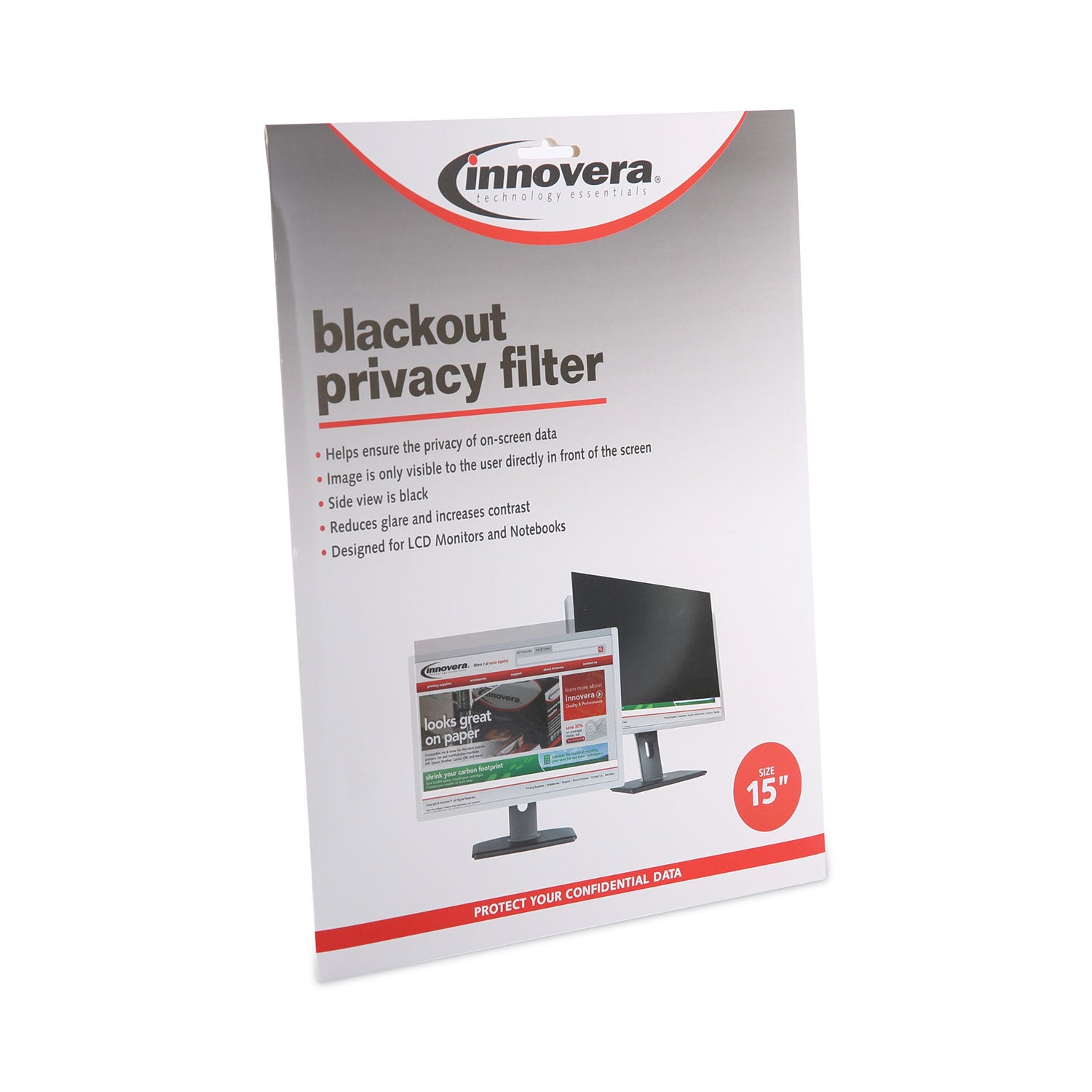 Innovera® Blackout Privacy Filter for 15" Flat Panel Monitor/Laptop