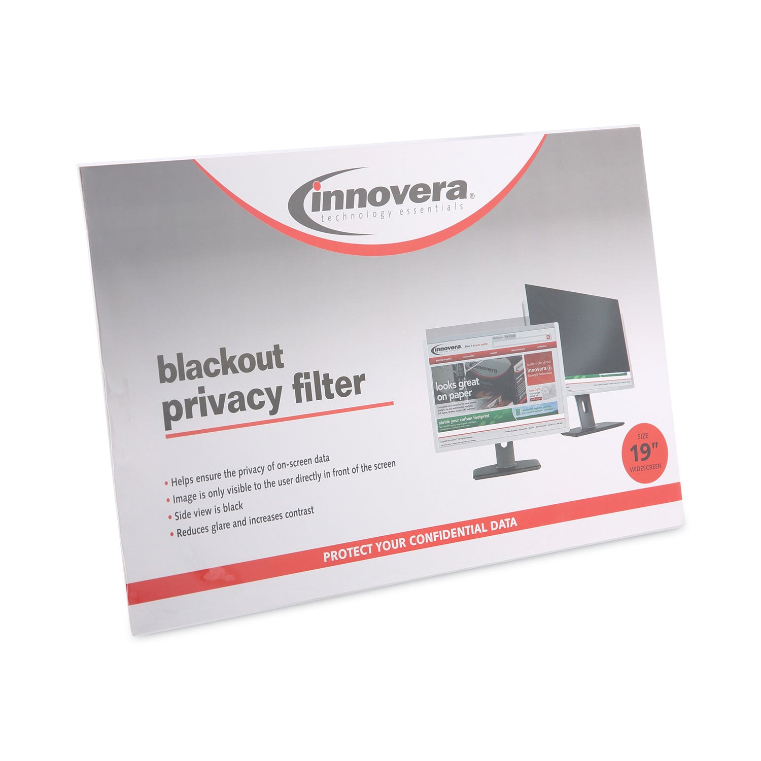 Innovera® Blackout Privacy Filter for 19" Widescreen Flat Panel Monitor, 16:10 Aspect Ratio