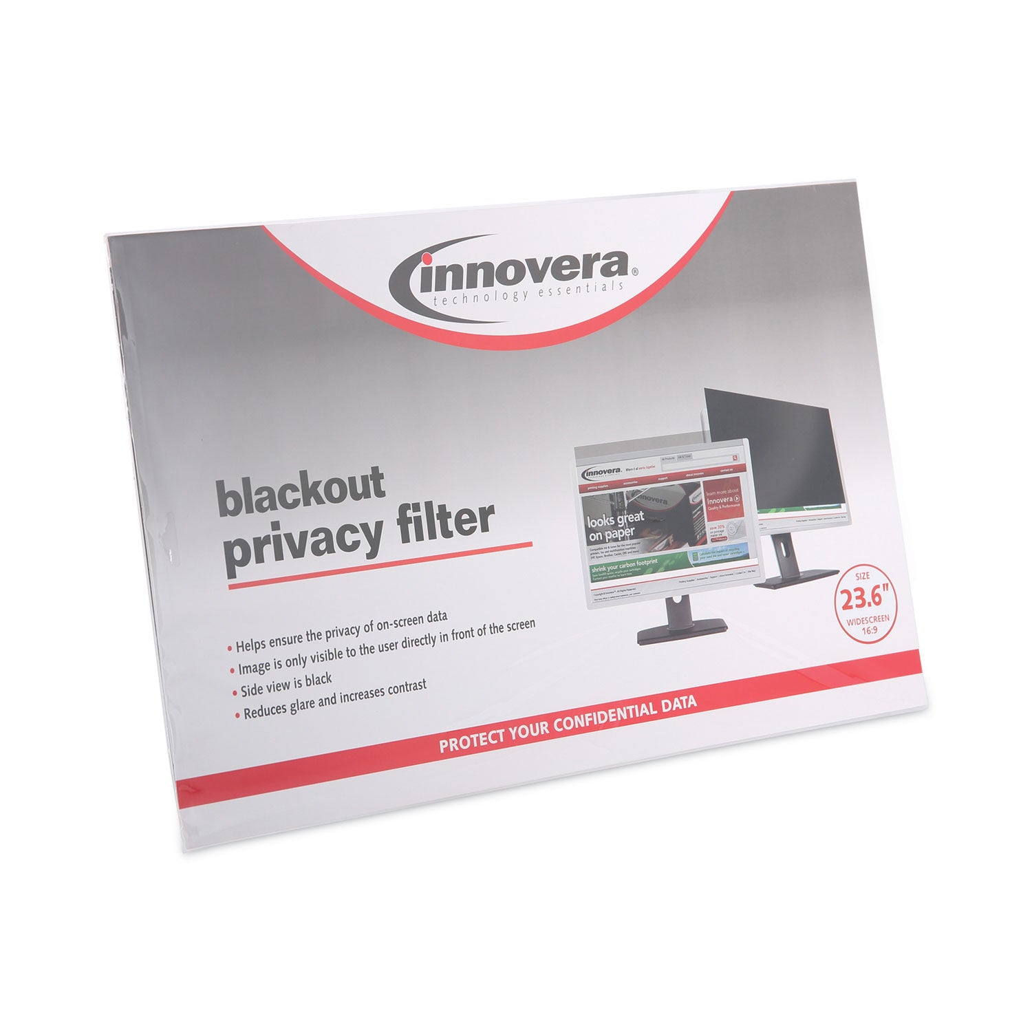 Innovera® Blackout Privacy Monitor Filter for 23.6" Widescreen Flat Panel Monitor, 16:9 Aspect Ratio