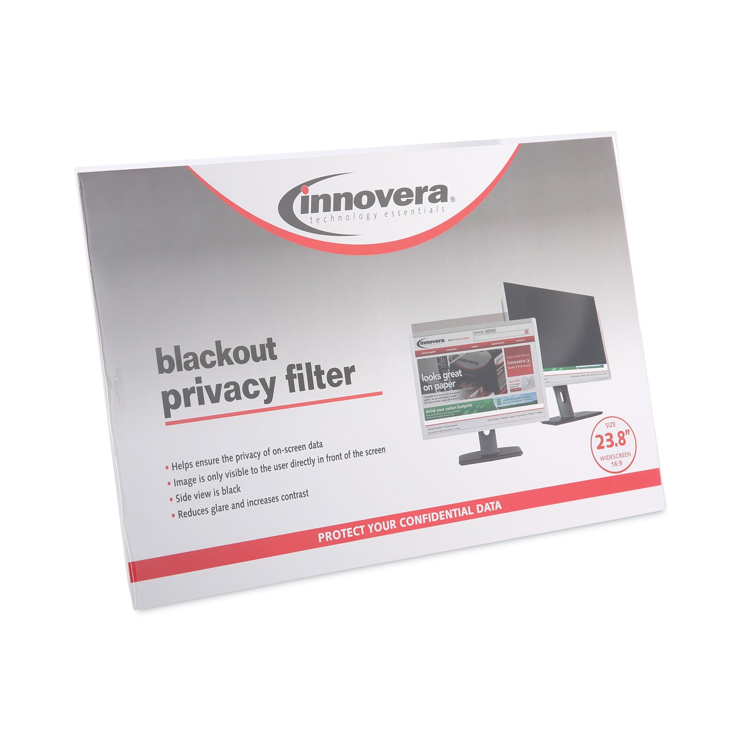 Innovera® Blackout Privacy Monitor Filter for 23.8" Widescreen Flat Panel Monitor, 16:9 Aspect Ratio