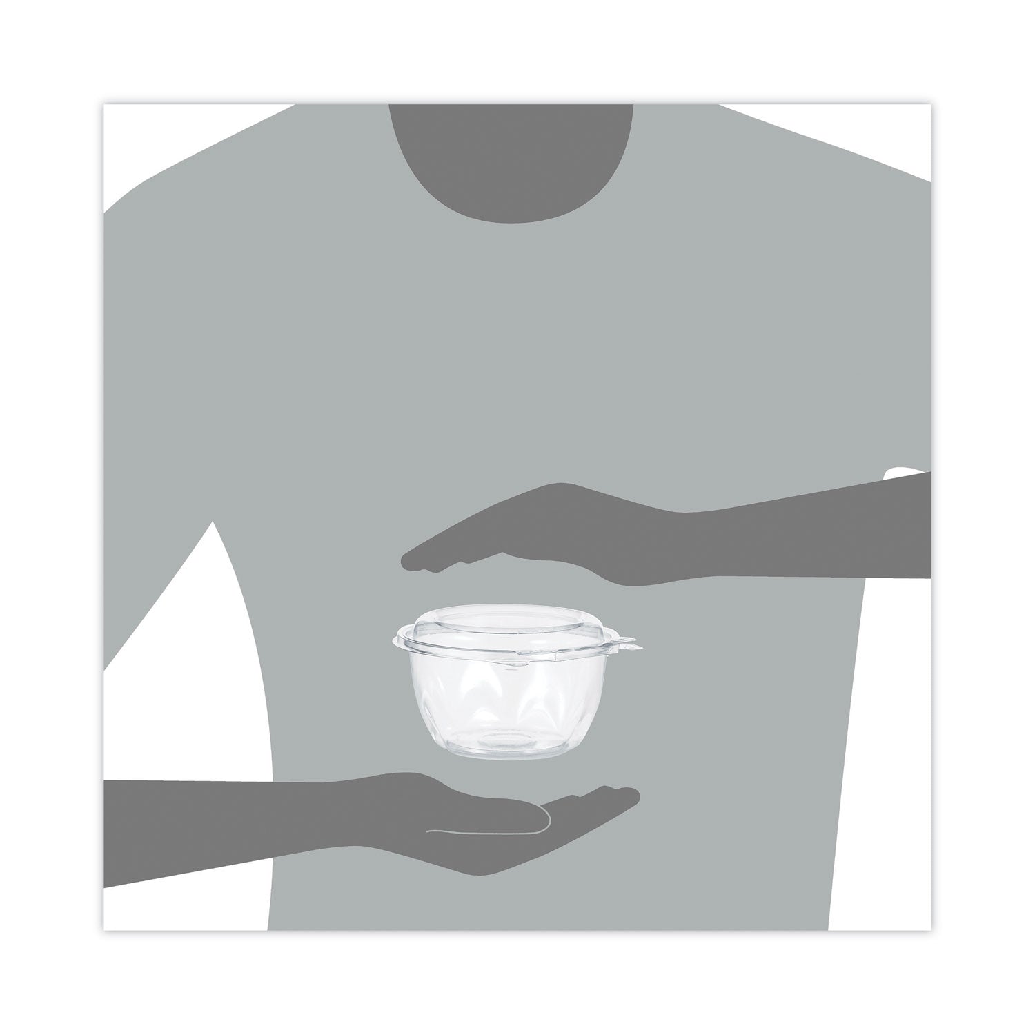 Dart® Tamper-Resistant, Tamper-Evident Bowls with Dome Lid, 16 oz, 5.5" Diameter x 3.1" h, Clear, Plastic, 240/Carton