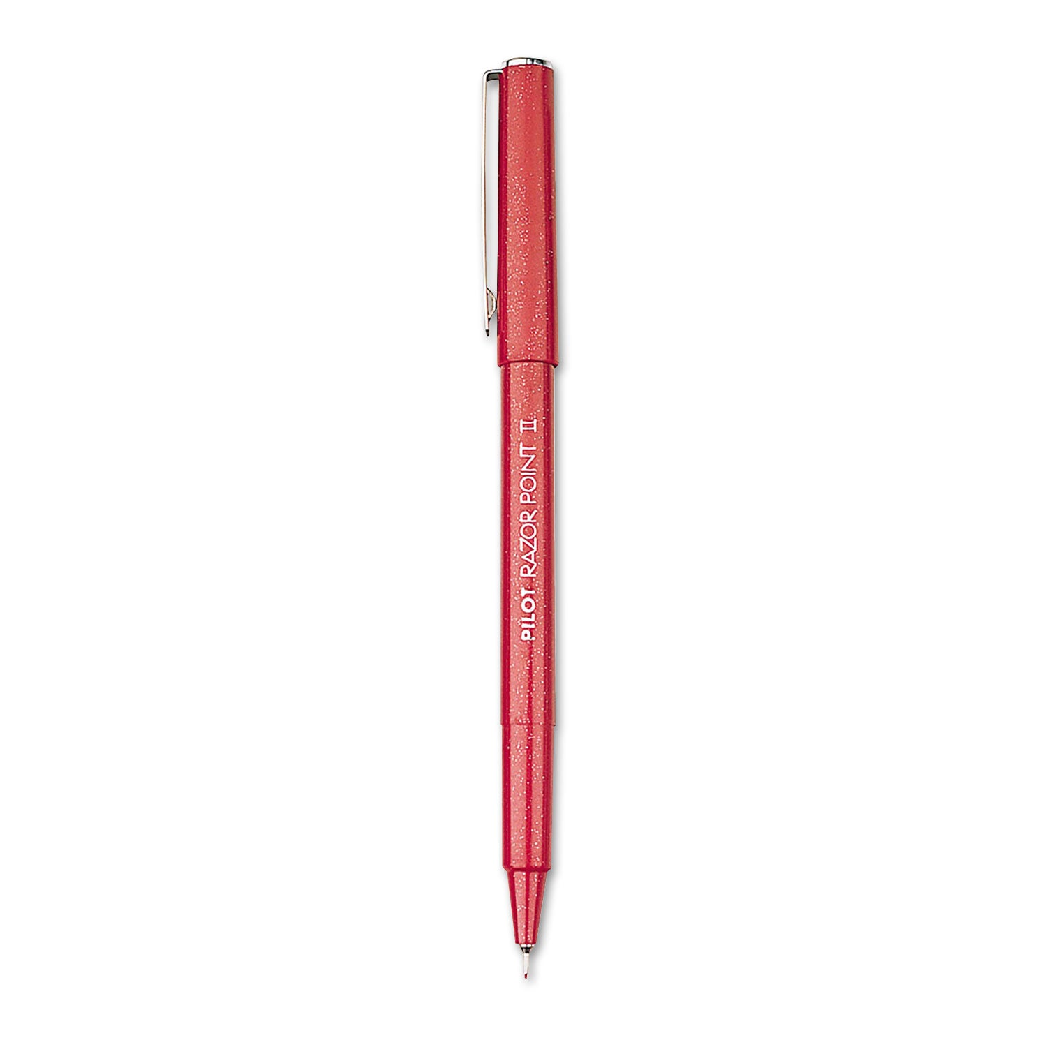 Pilot® Razor Point II Super Fine Line Porous Point Pen, Stick, Super-Fine 0.2 mm, Red Ink, Red Barrel, Dozen