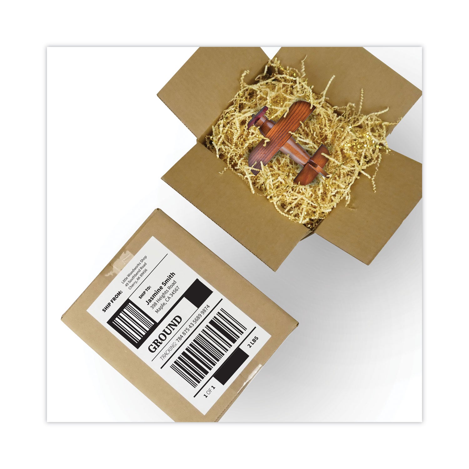 MACO® Cover-All Opaque Laser/inkjet Shipping Labels, Internet Format, 5.5 X 8.5, White, 2 Labels/sheet, 100 Sheets/box