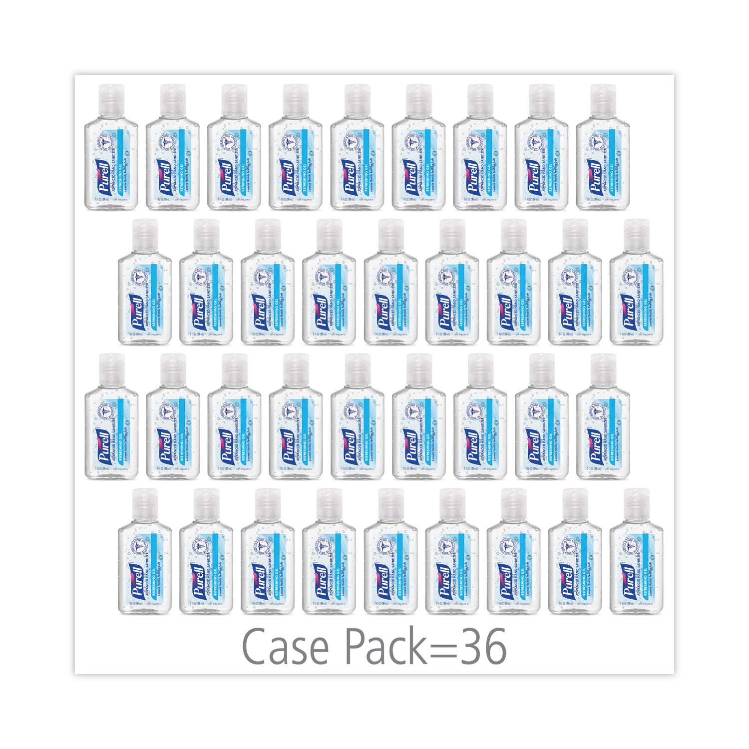 PURELL® Advanced Hand Sanitizer Refreshing Gel, 1 oz Flip-Cap Bottle with Display Bowl, Clean Scent, 36/Bowl