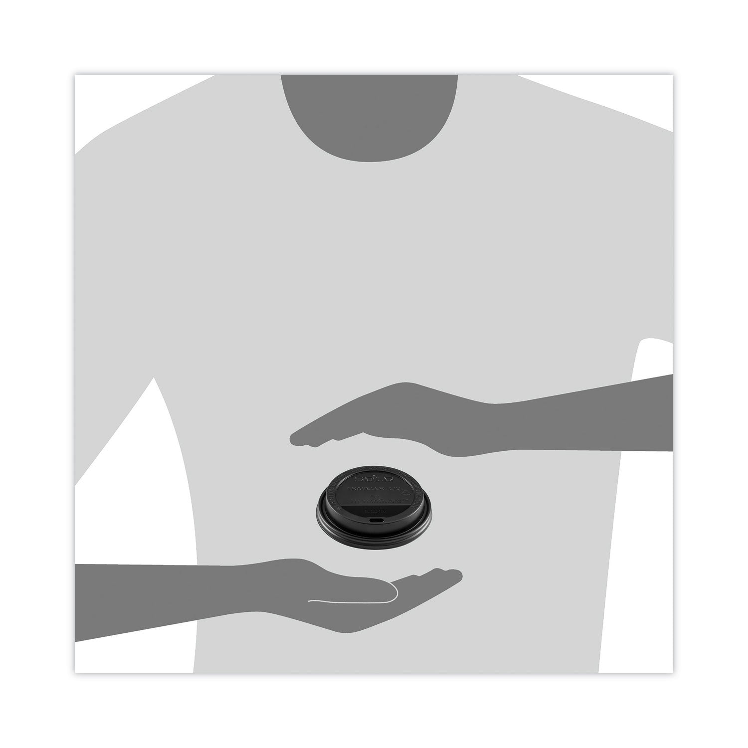 SOLO® Solo Traveler Sip Through Lids for ThermoGuard Hot Cups, Fits 12 oz to 24 oz Hot Cups, Plastic, Black, 1,200/Carton