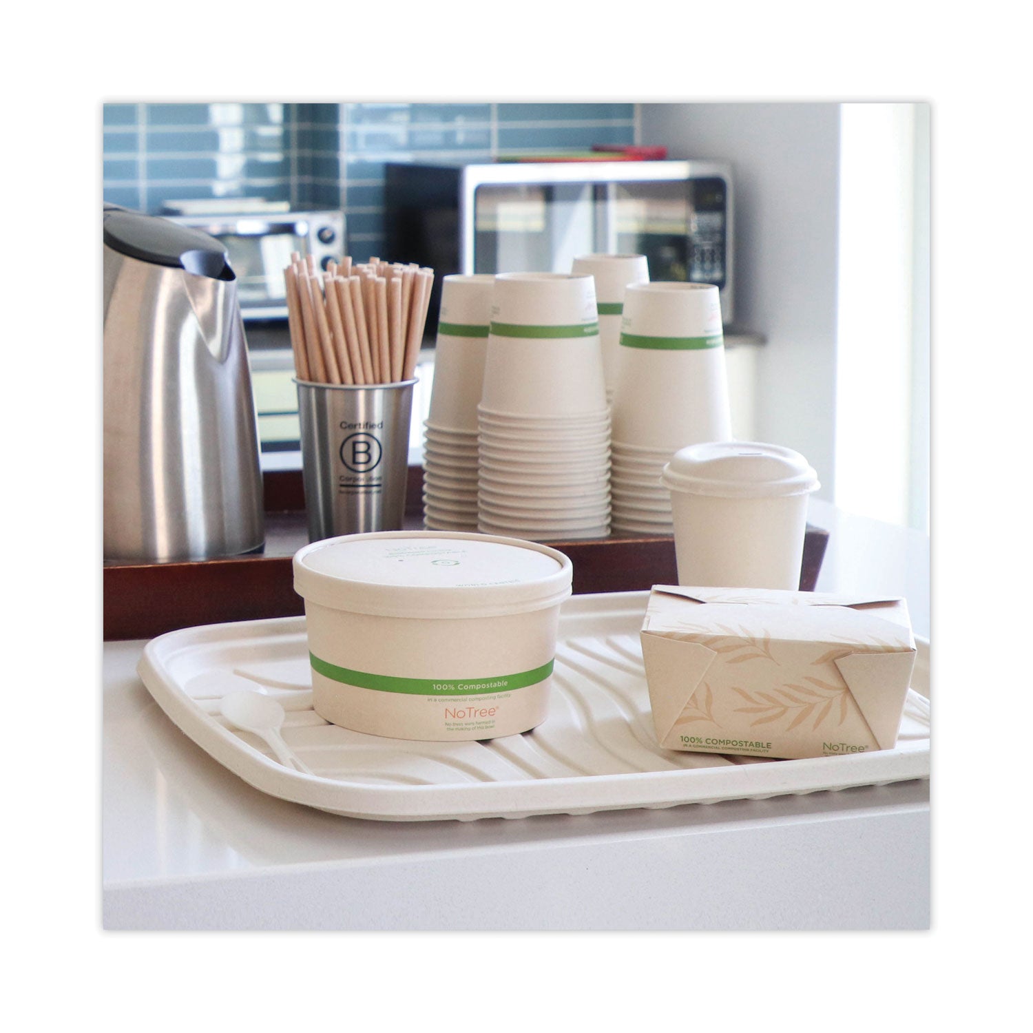 World Centric® Fiber Trays, PLA Lined, PFAS Free, 18 x 14 x 1, Natural, Paper, 100/Carton