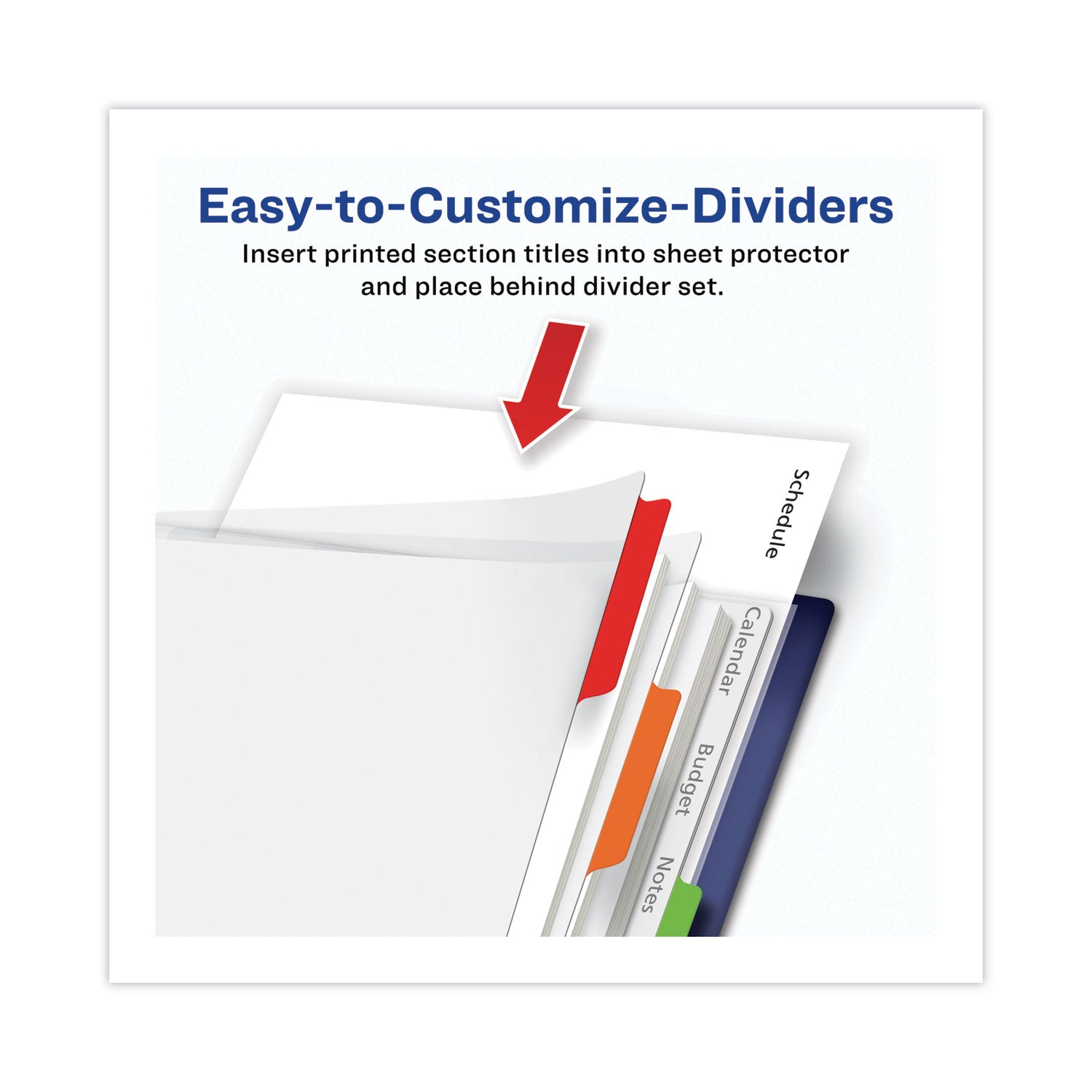 Avery® Clear Easy View Plastic Dividers With Multicolored Tabs And Sheet Protector, 5-Tab, 11 X 8.5, Clear, 1 Set