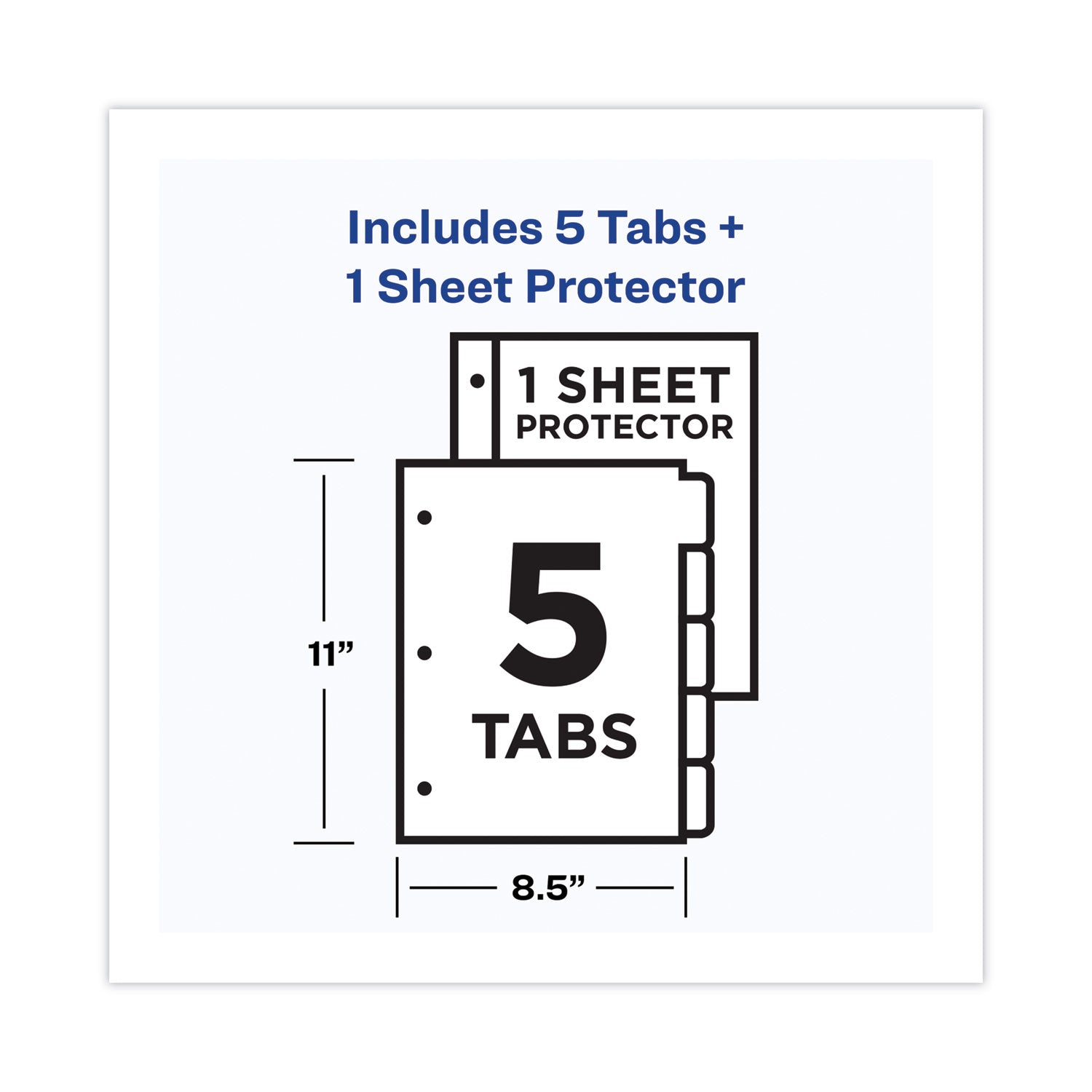 Avery® Clear Easy View Plastic Dividers With Multicolored Tabs And Sheet Protector, 5-Tab, 11 X 8.5, Clear, 1 Set